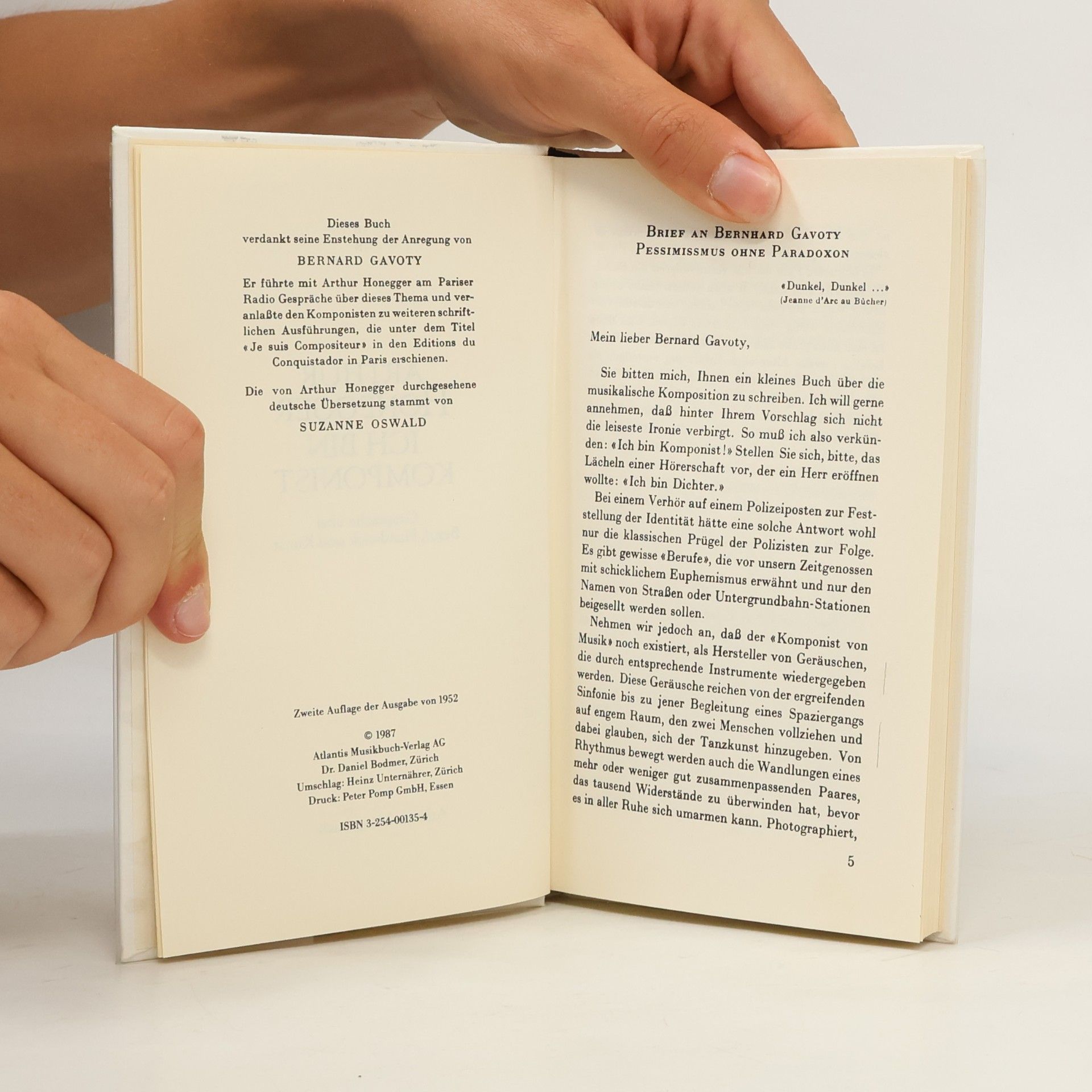 Arthur Honegger Atlantis Musikbuch: Ich bin Komponist