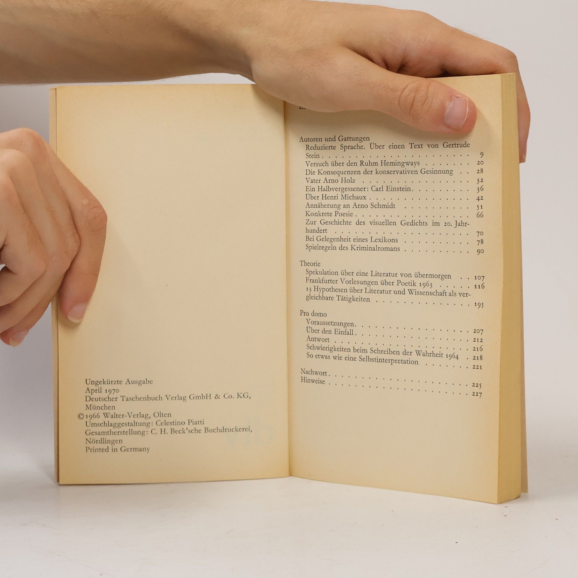 Helmut Heissenbüttel Über Literatur Aufsätze