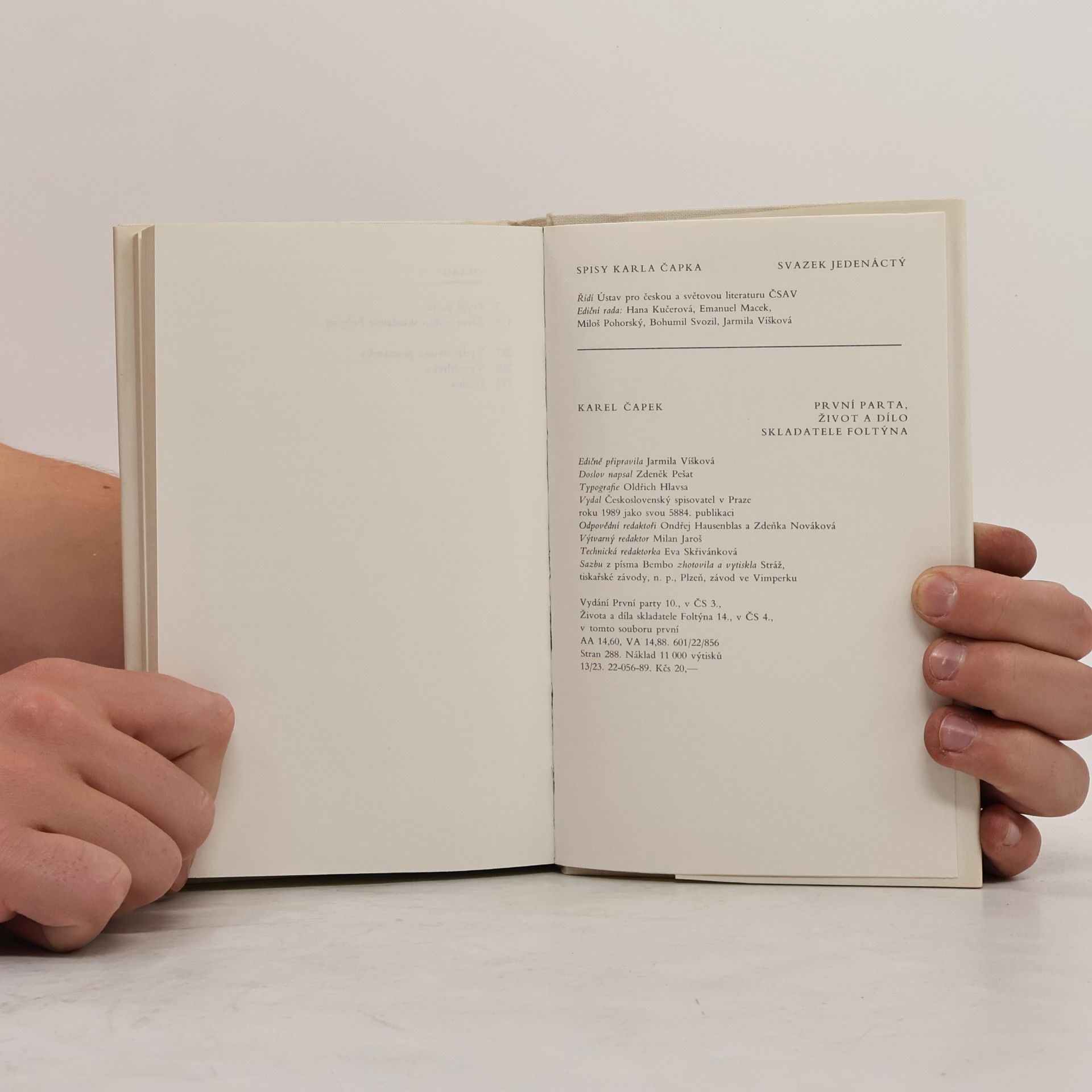 Karel Čapek Spisy XI. První parta. Život a dílo skladatele Foltýna