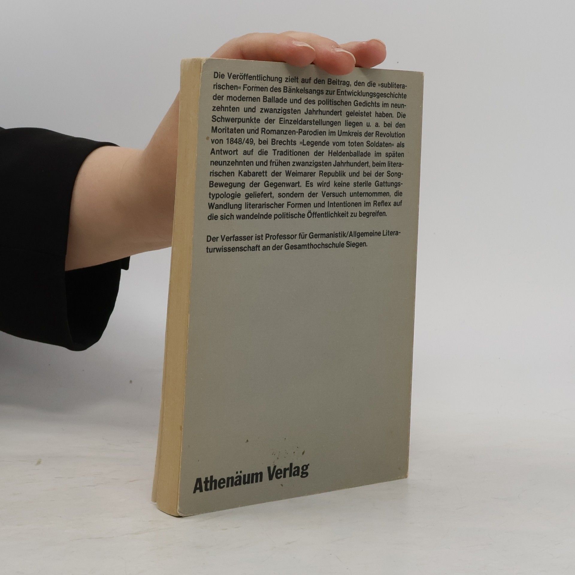 Karl Riha Athenäum Taschenbücher: Moritat, Bänkelsong, Protestballade
