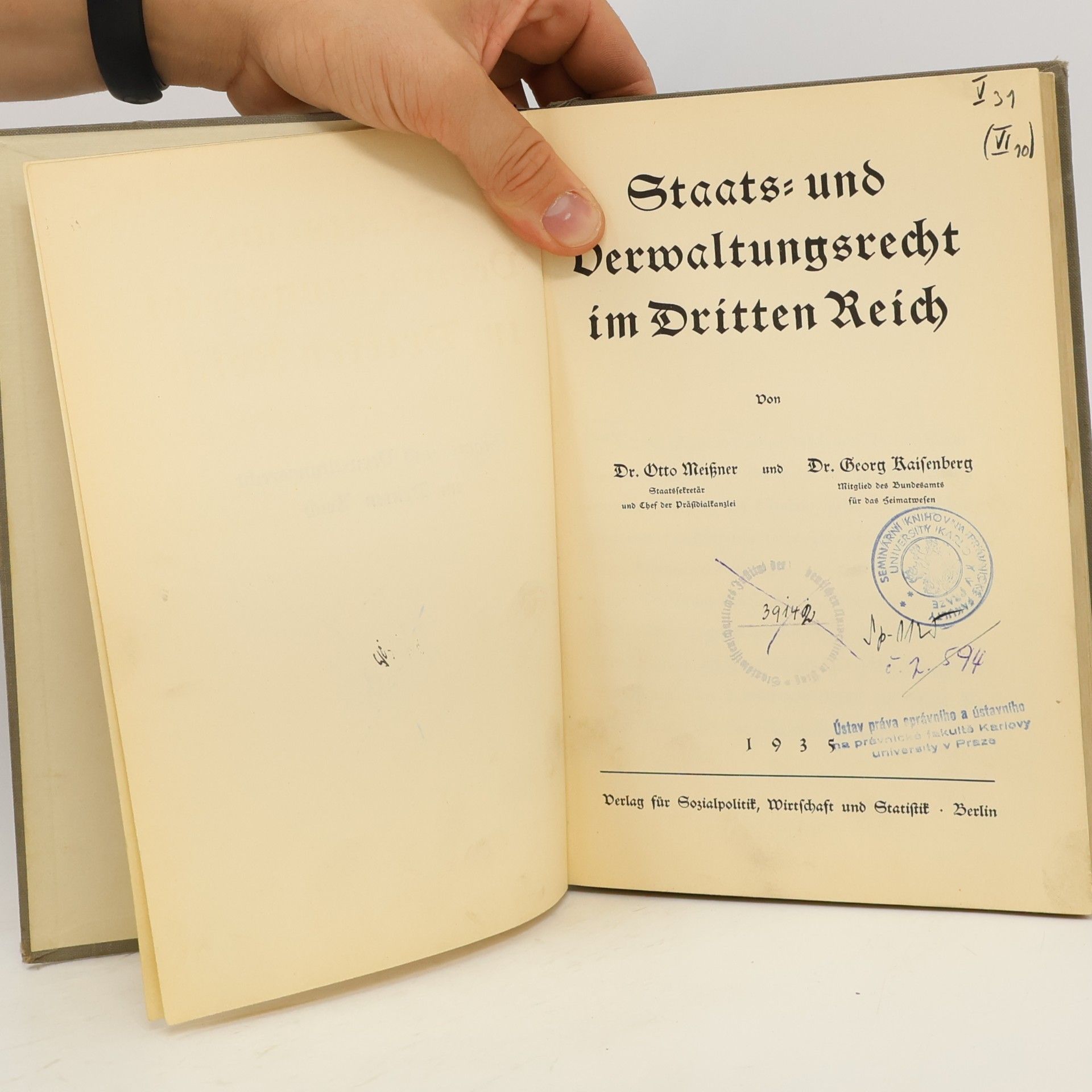 Otto Meissner Staats- und Verwaltungsrecht im Dritten Reich