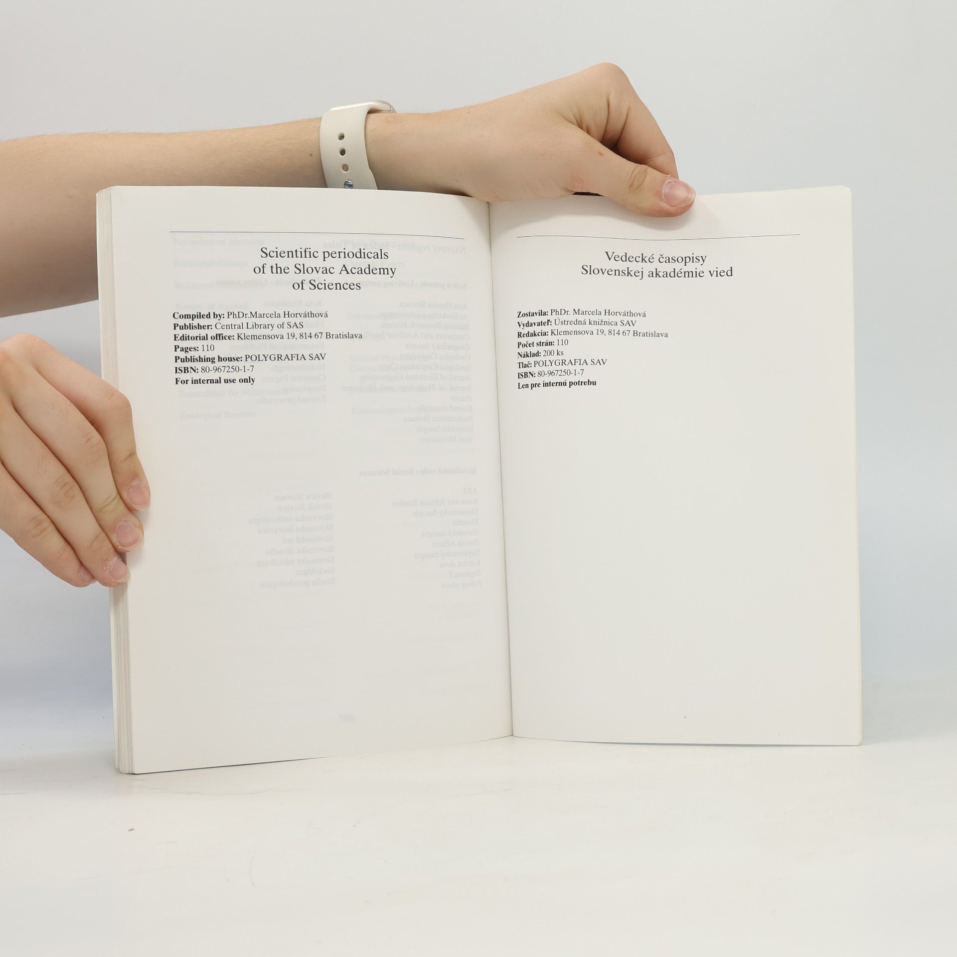 Marcela Horváthová The Scientific Periodicals of the Slovak Academy of Sciences