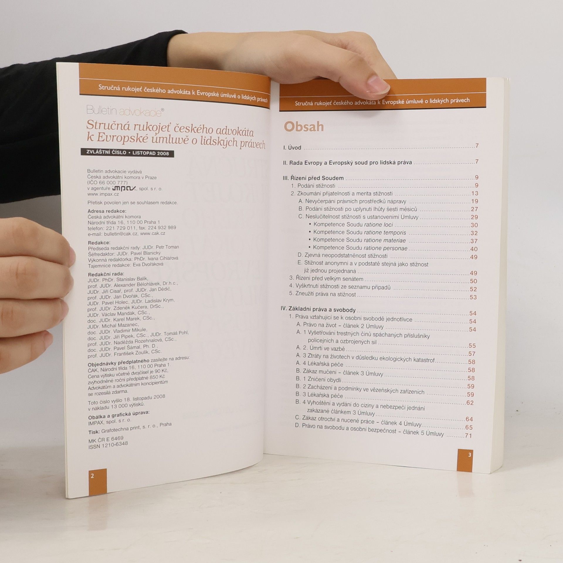 Autorenkollektiv Stručná rukojeť českého advokáta k evropské úmluvě o lidských právech. Bulletin advokacie, listopad 2008