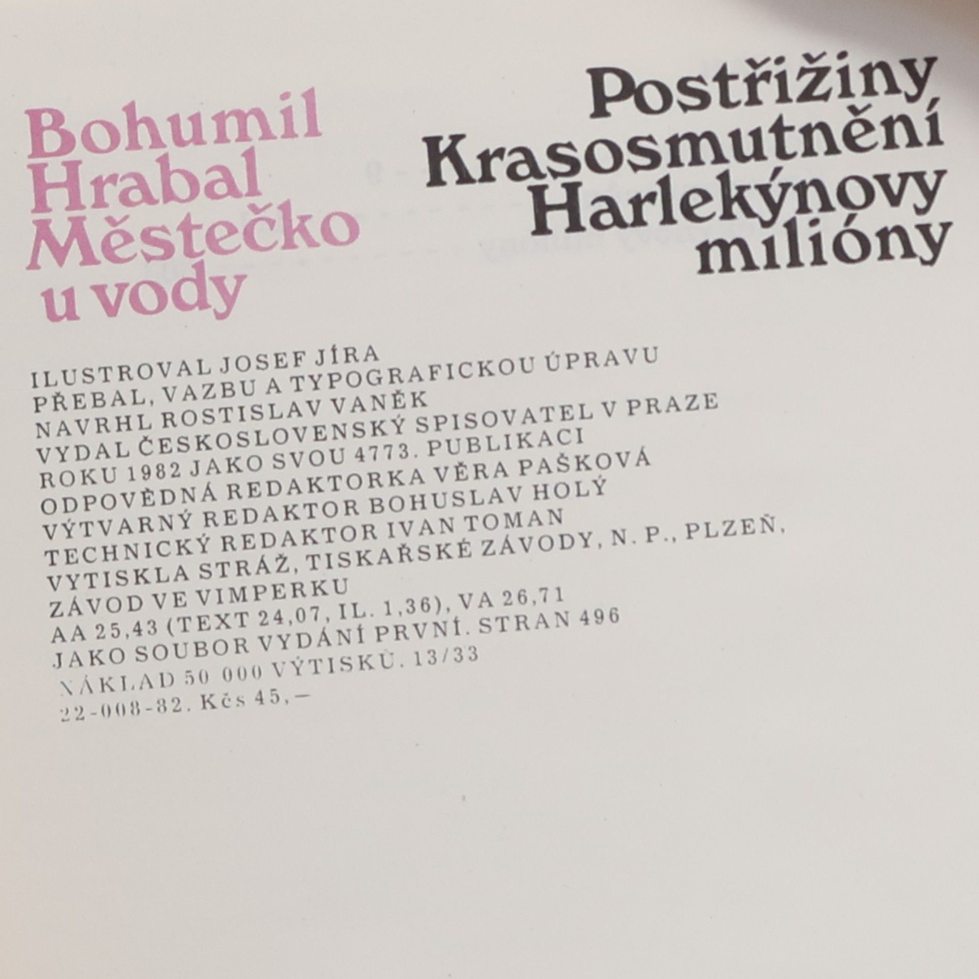 Bohumil Hrabal Městečko u vody