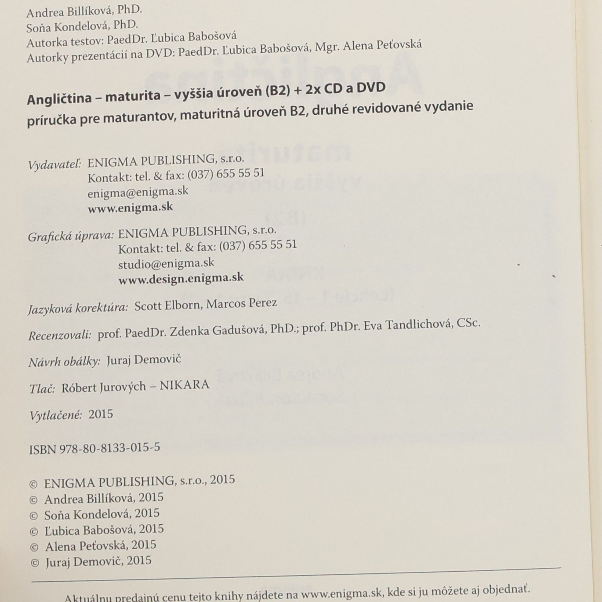 Andrea Billíková Yes! Maturita angličtina vyššia úroveň 1.