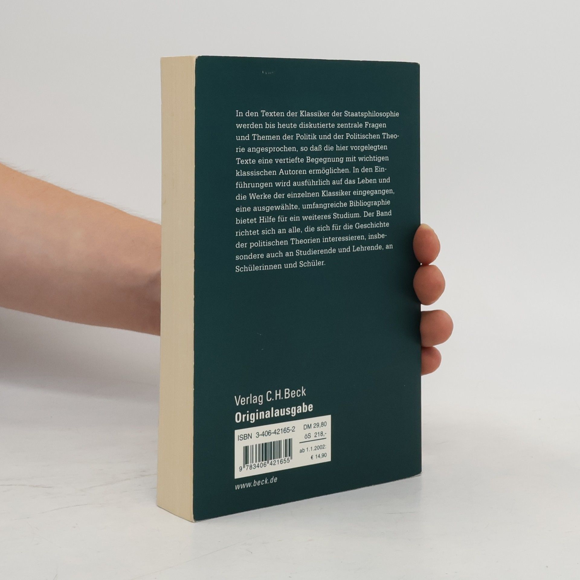 Dieter Oberndörfer Beck'sche Reihe - 1365: Klassische Staatsphilosophie. Texte und Einführungen von Platon bis Rousseau