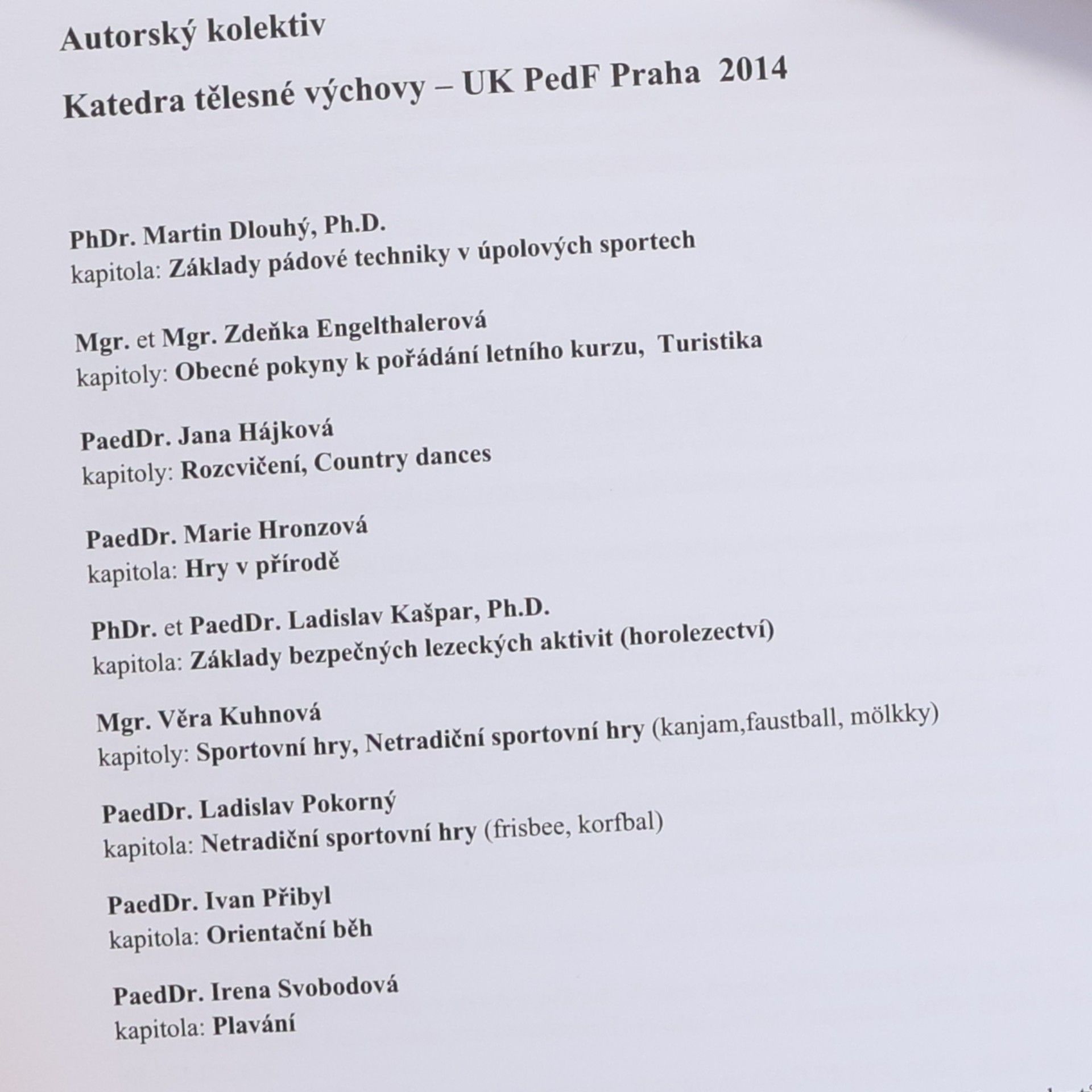 kolektiv Sportovní kurzy základních a středních škol