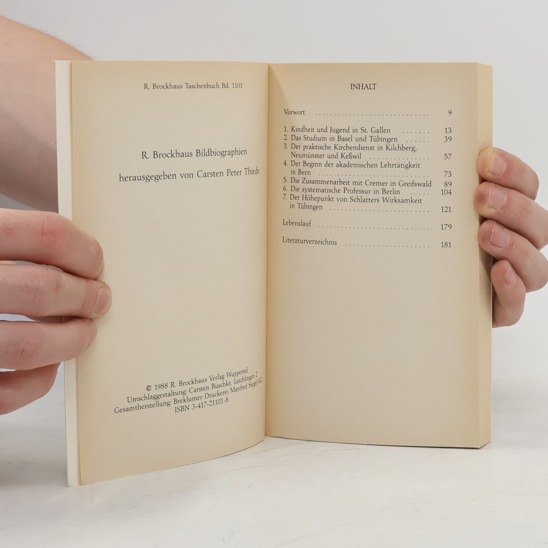 Werner Neuer R. Brockhaus Bildbiographien - 1101: Adolf Schlatter