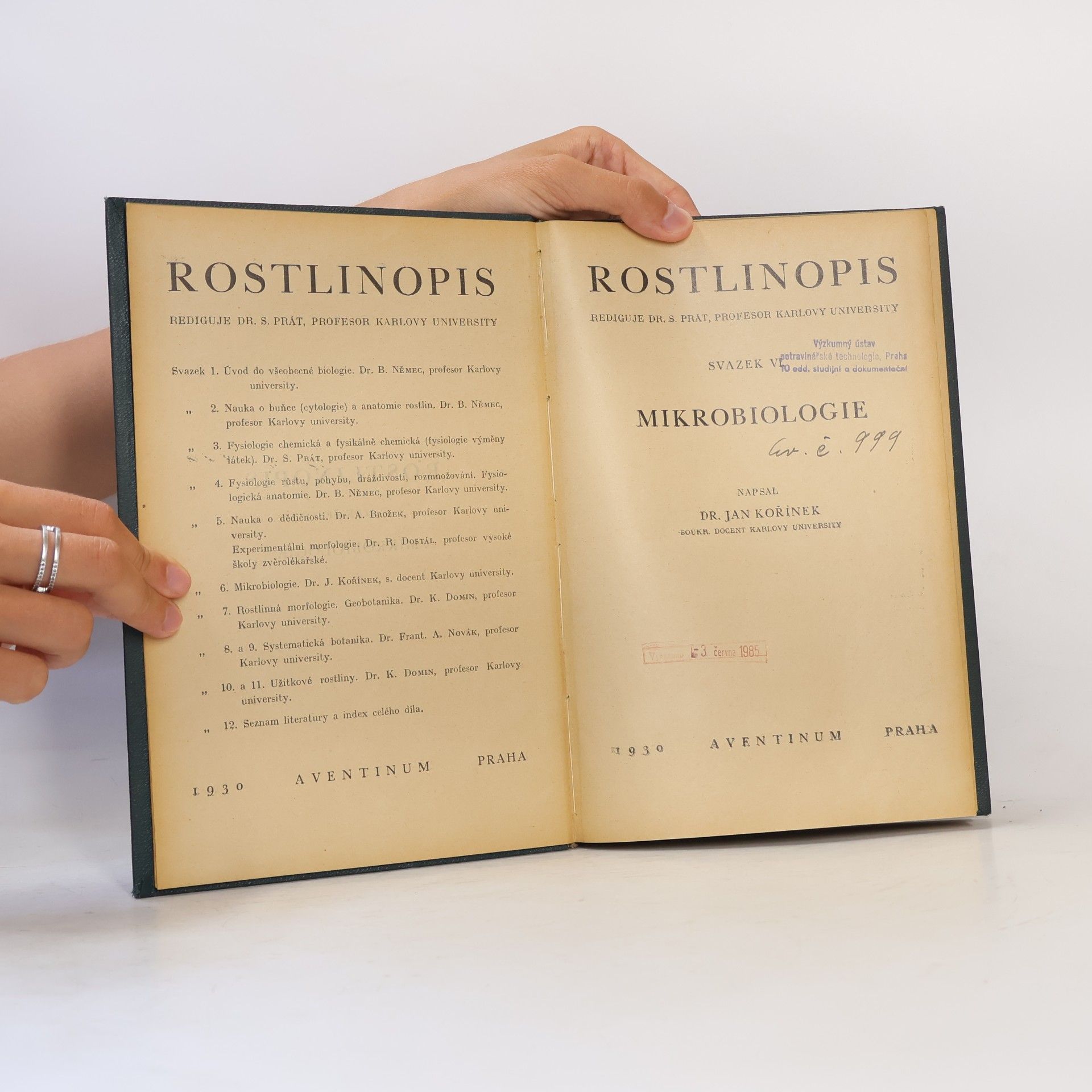Jan Kořínek Rostlinopis.  Mikrobiologie VI.