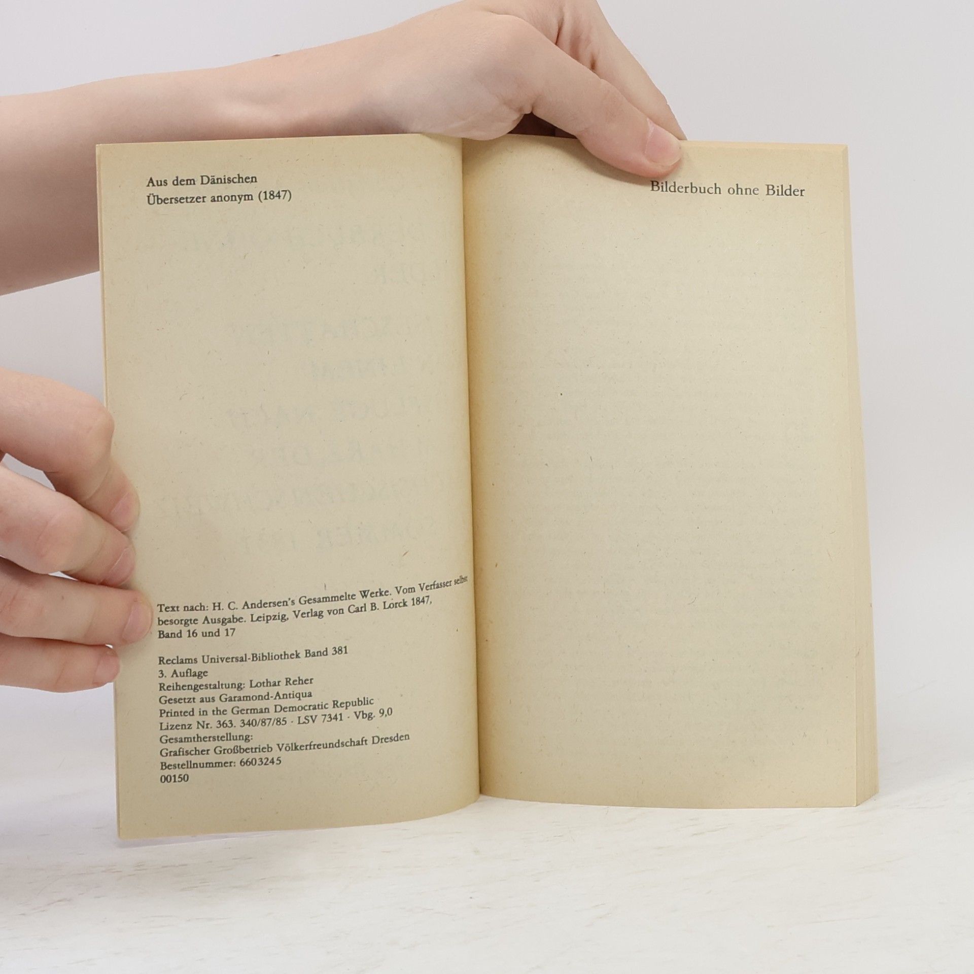 Hans Christian Andersen Bilderbuch ohne Bilder