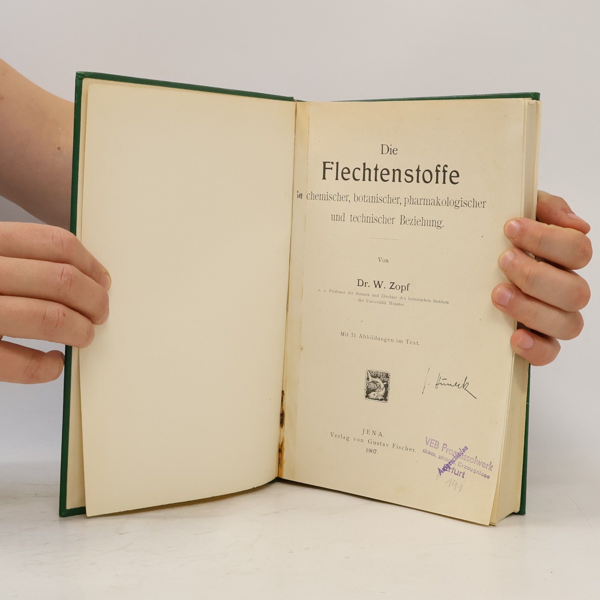 Wilhelm Zopf Die Flechtenstoffe