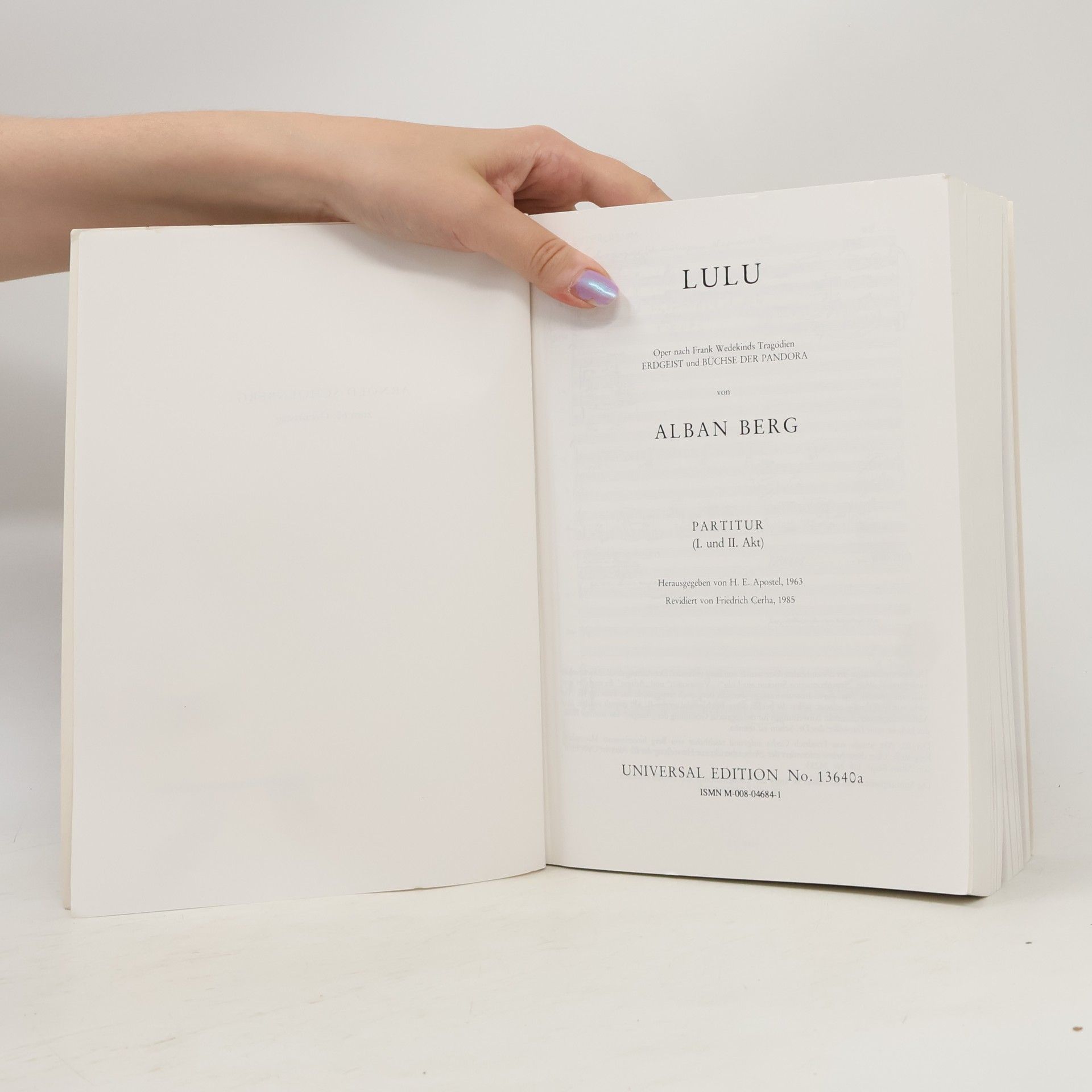 Alban Berg Lulu 1. und 2. Akt: Oper. Band 1. Studienpartitur.