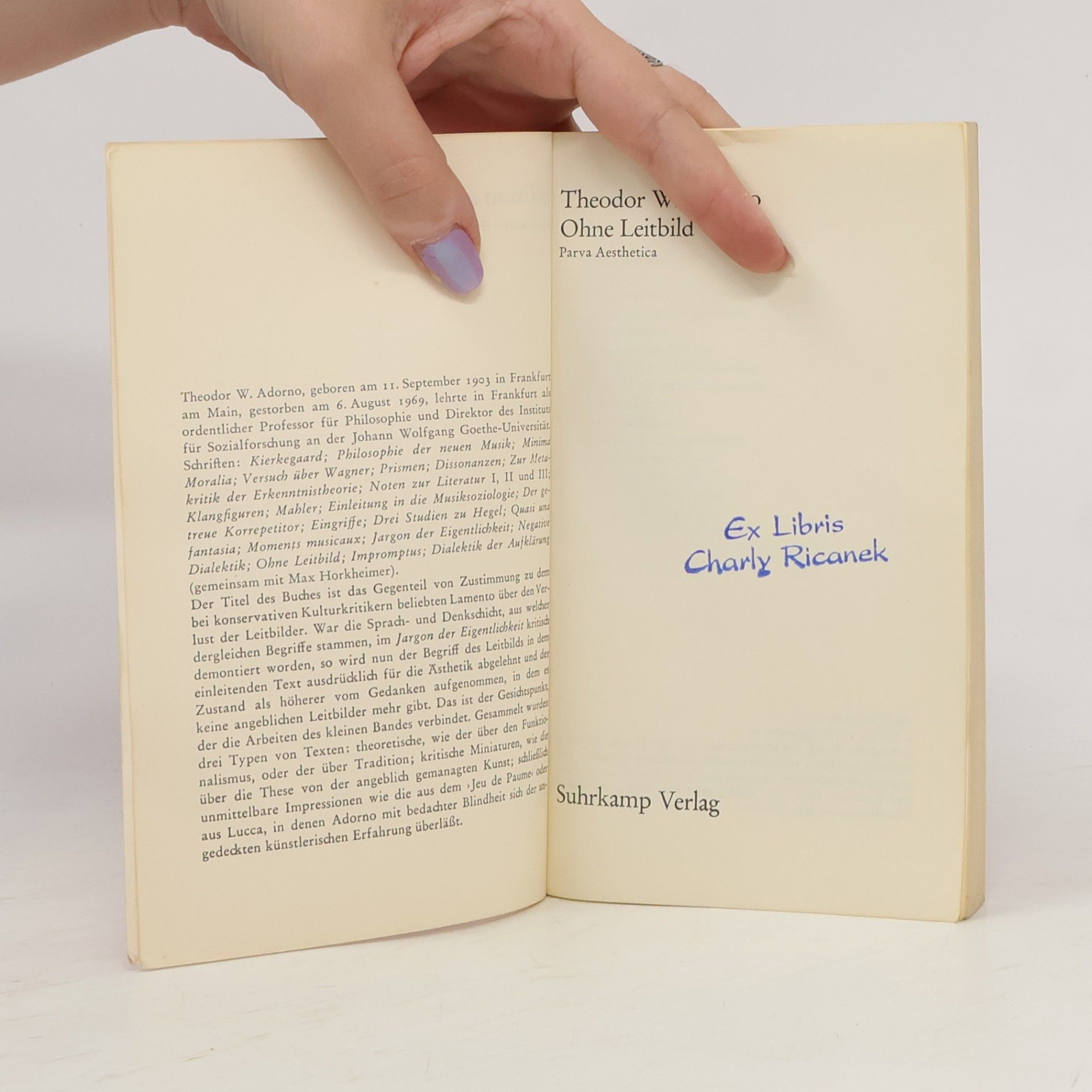 Theodor W. Adorno Ohne Leitbild. Parva Aesthetica