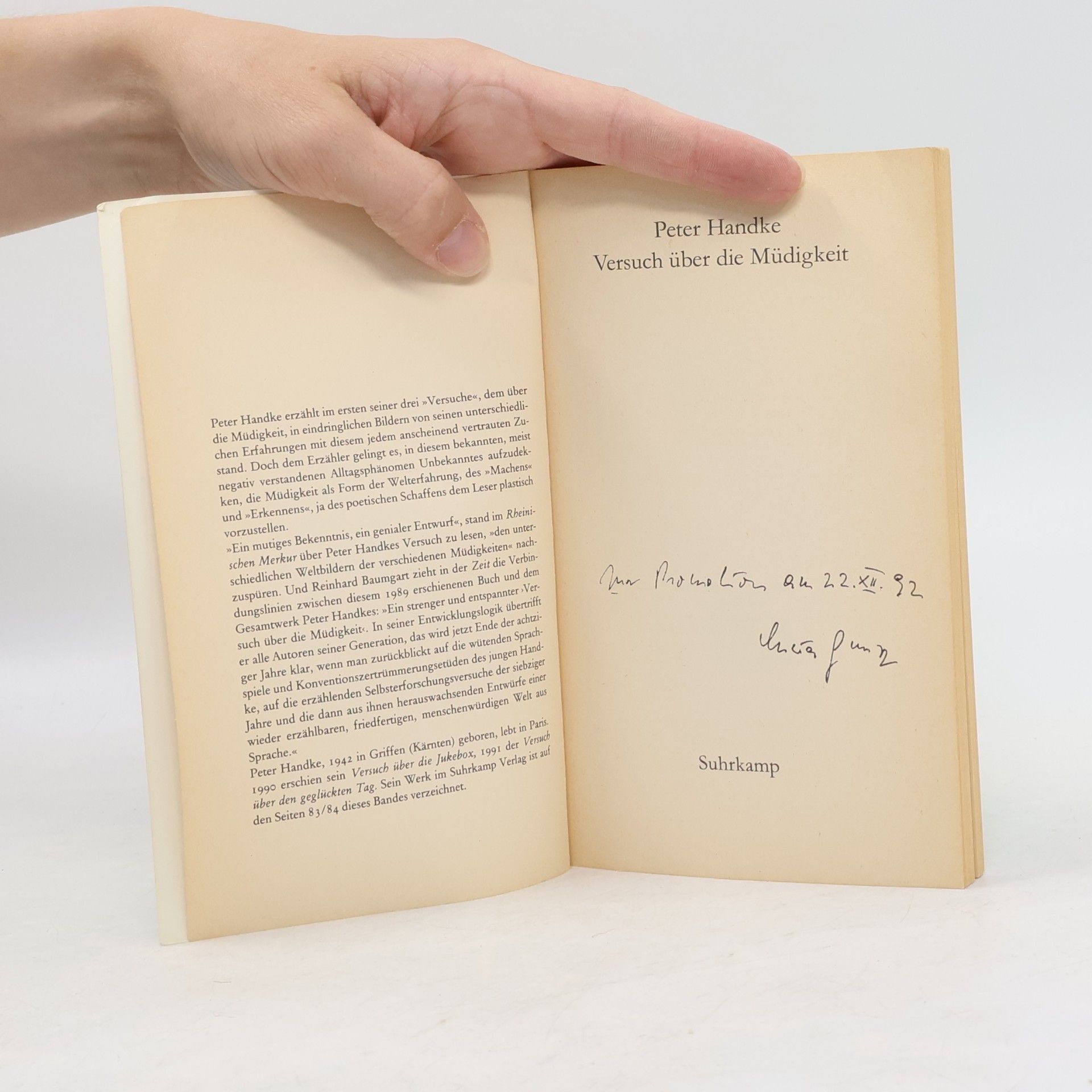 Peter Handke Versuch über die Müdigkeit