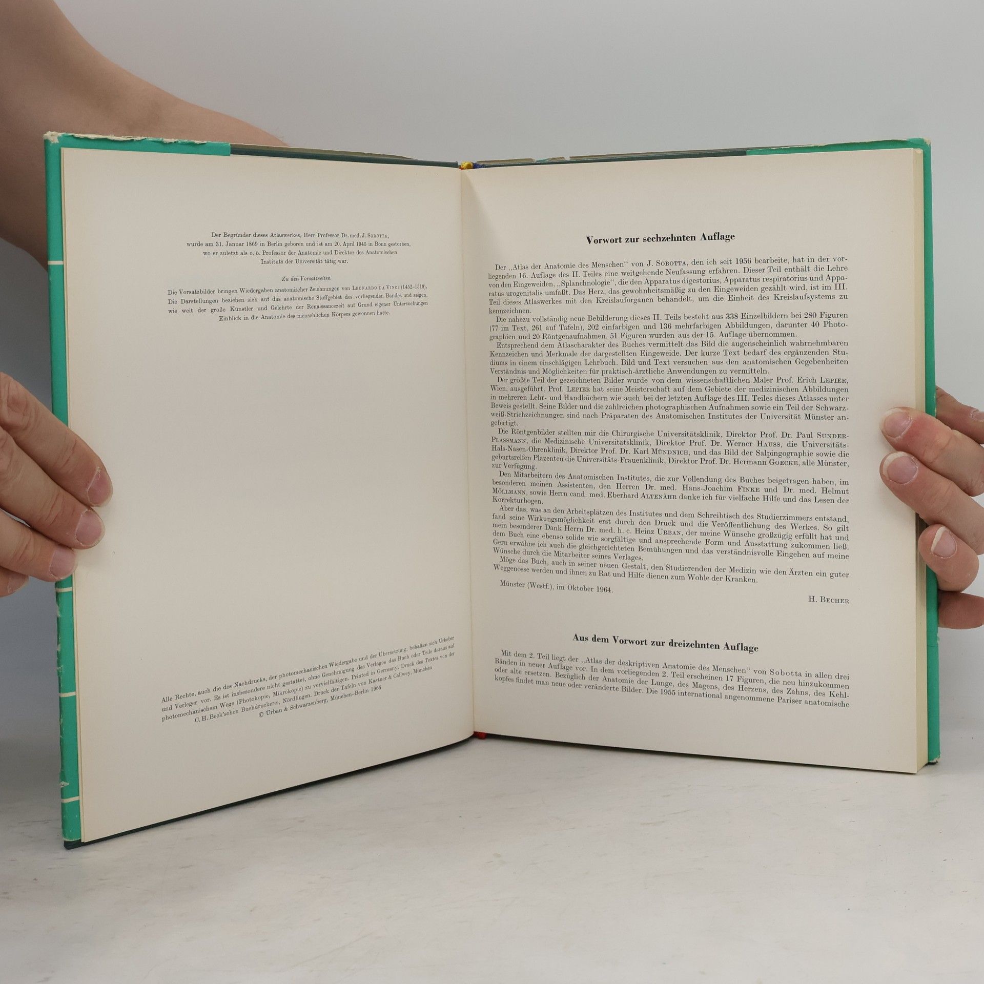 Johannes Sobotta Atlas der Anatomie des Menschen 2. Teil