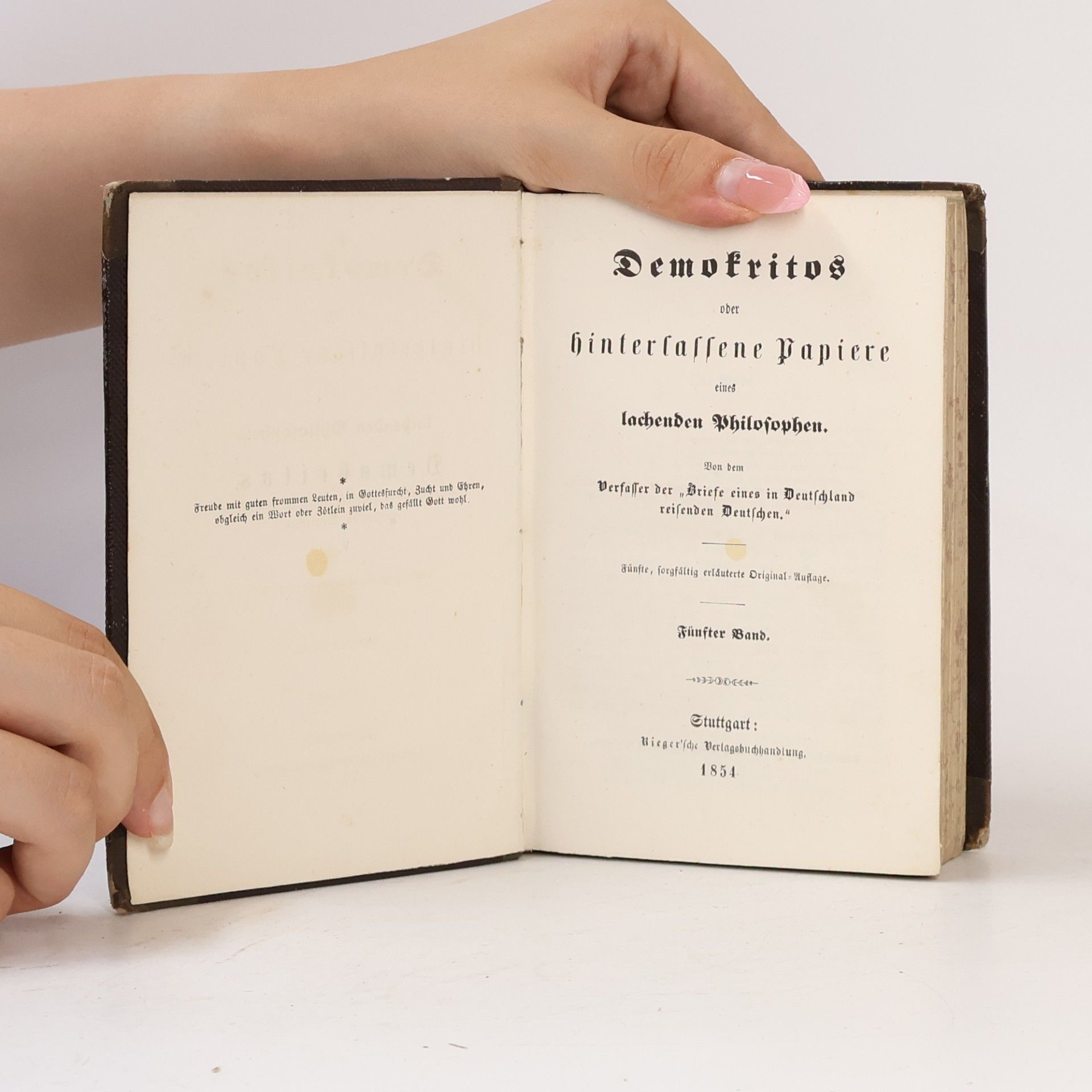 Karl Julius Weber Demokritos oder hinterlassene Papiere eines lachenden Philosophen. Fünfter Band