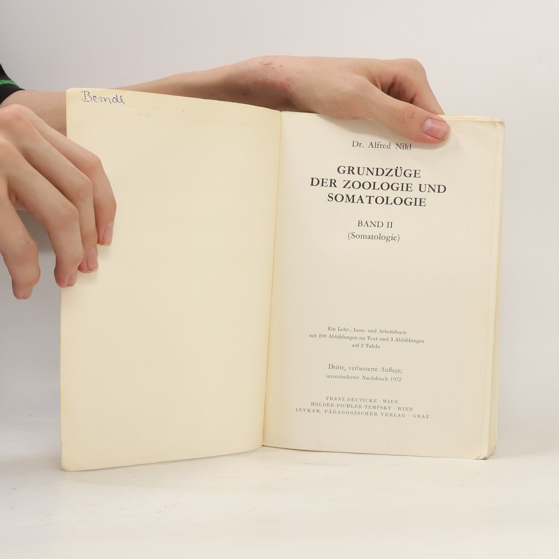Alfred Nikl Grundzüge der Zoologie und Somatologie 2.Band
