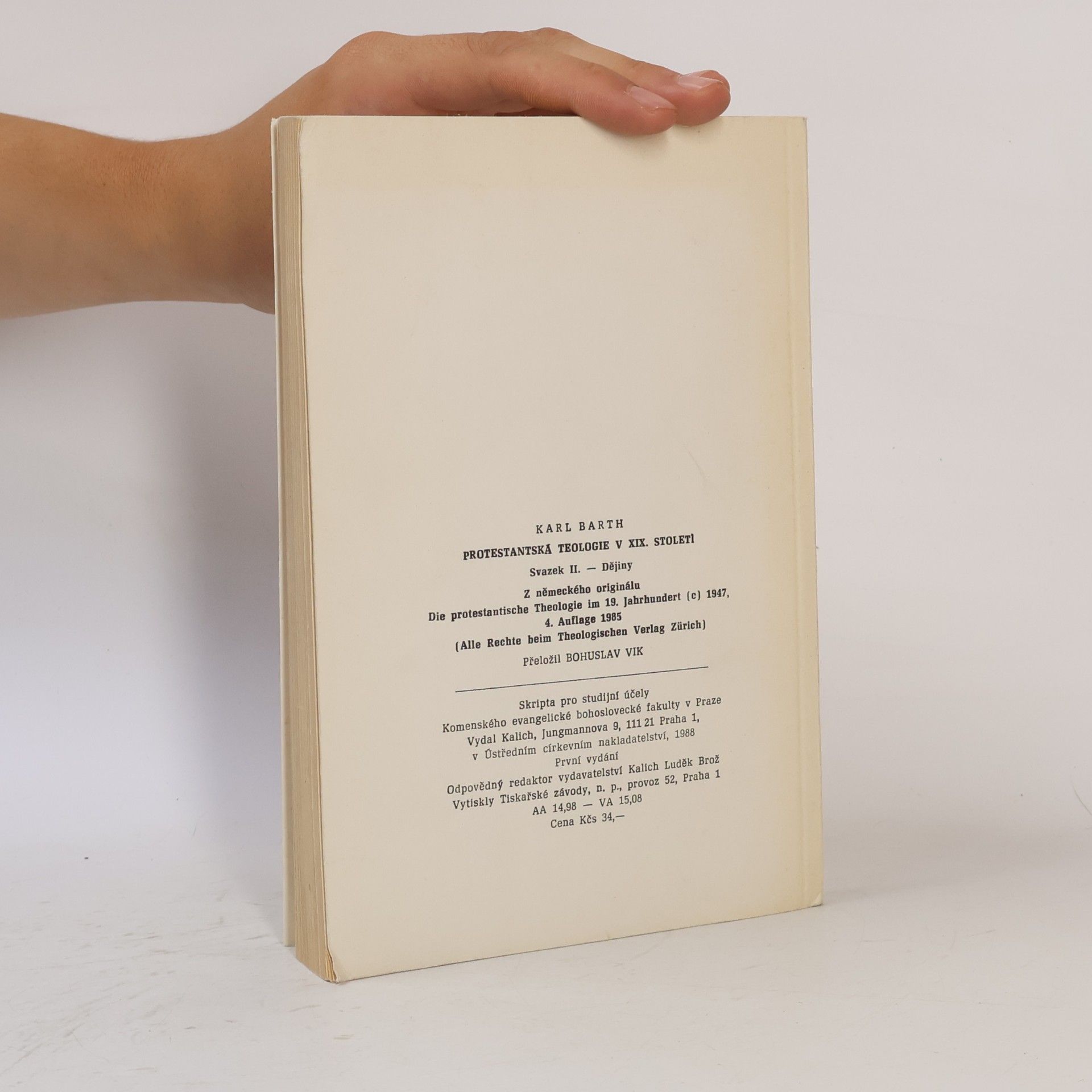 Karl Barth Protestantská teologie v XIX. století. Svazek II. Dějiny