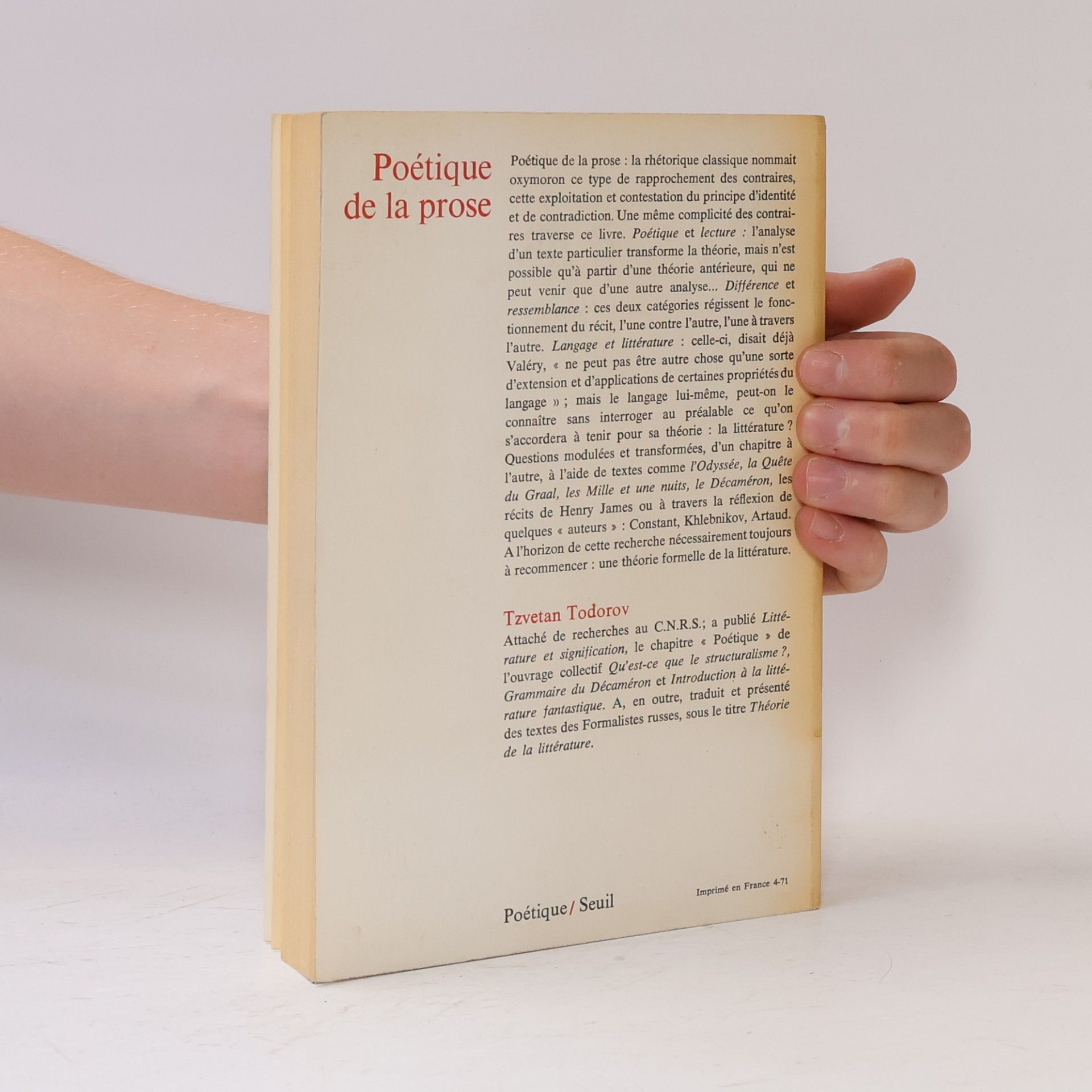 Tzvetan Todorov Poétique de la prose