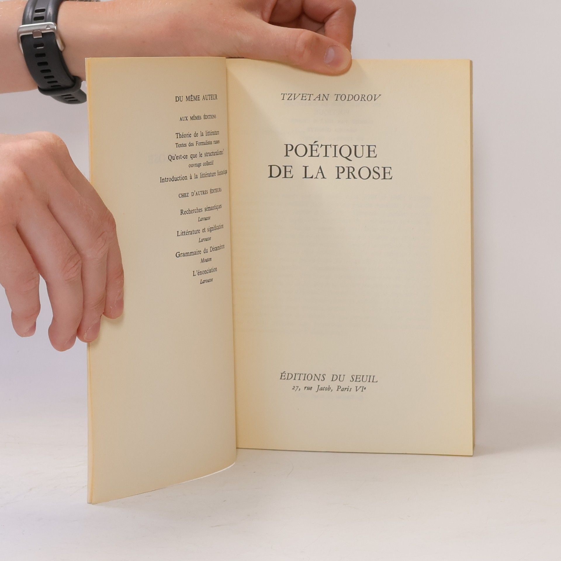 Tzvetan Todorov Poétique de la prose