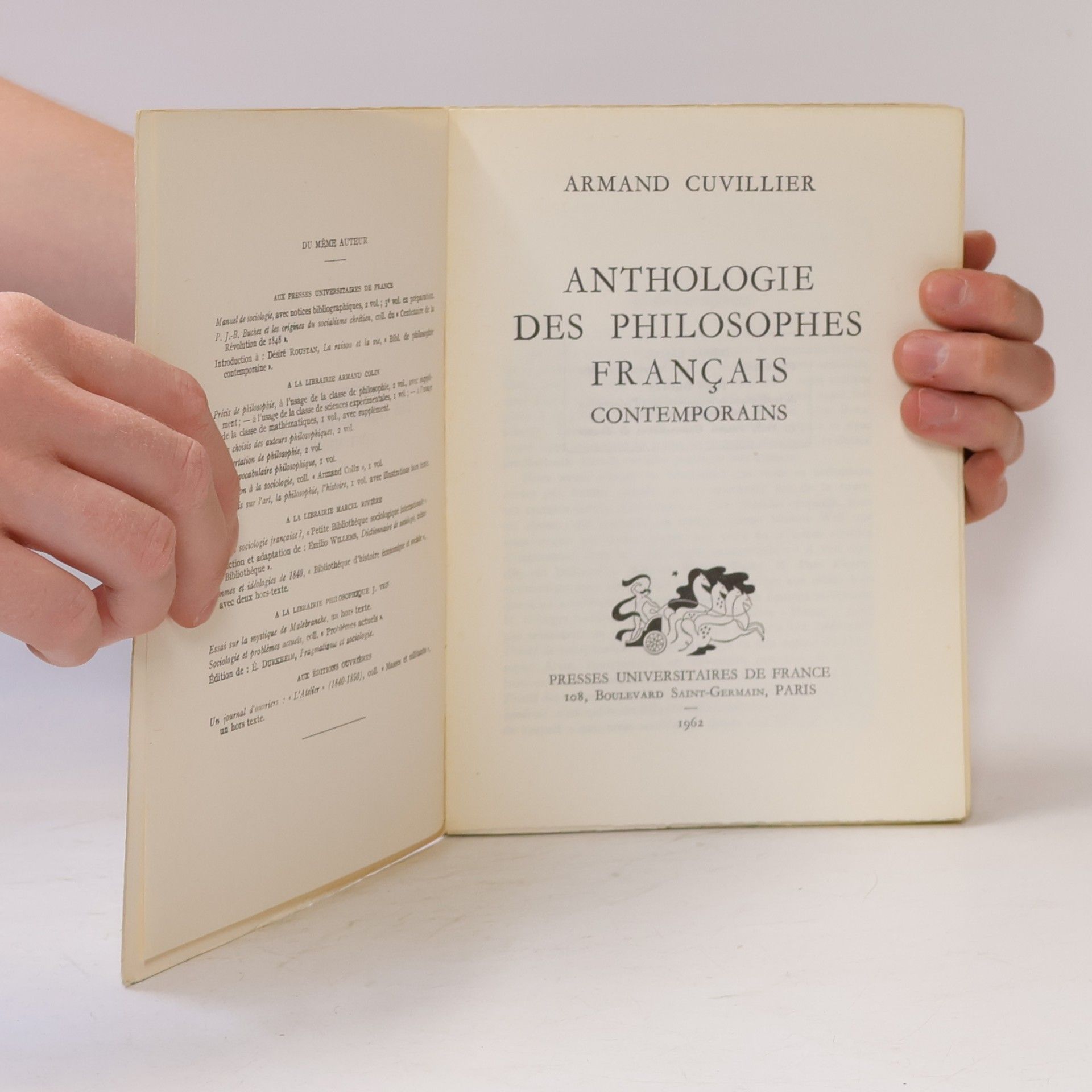 Armand Cuvillier Anthologie des philosophes francais contemporains