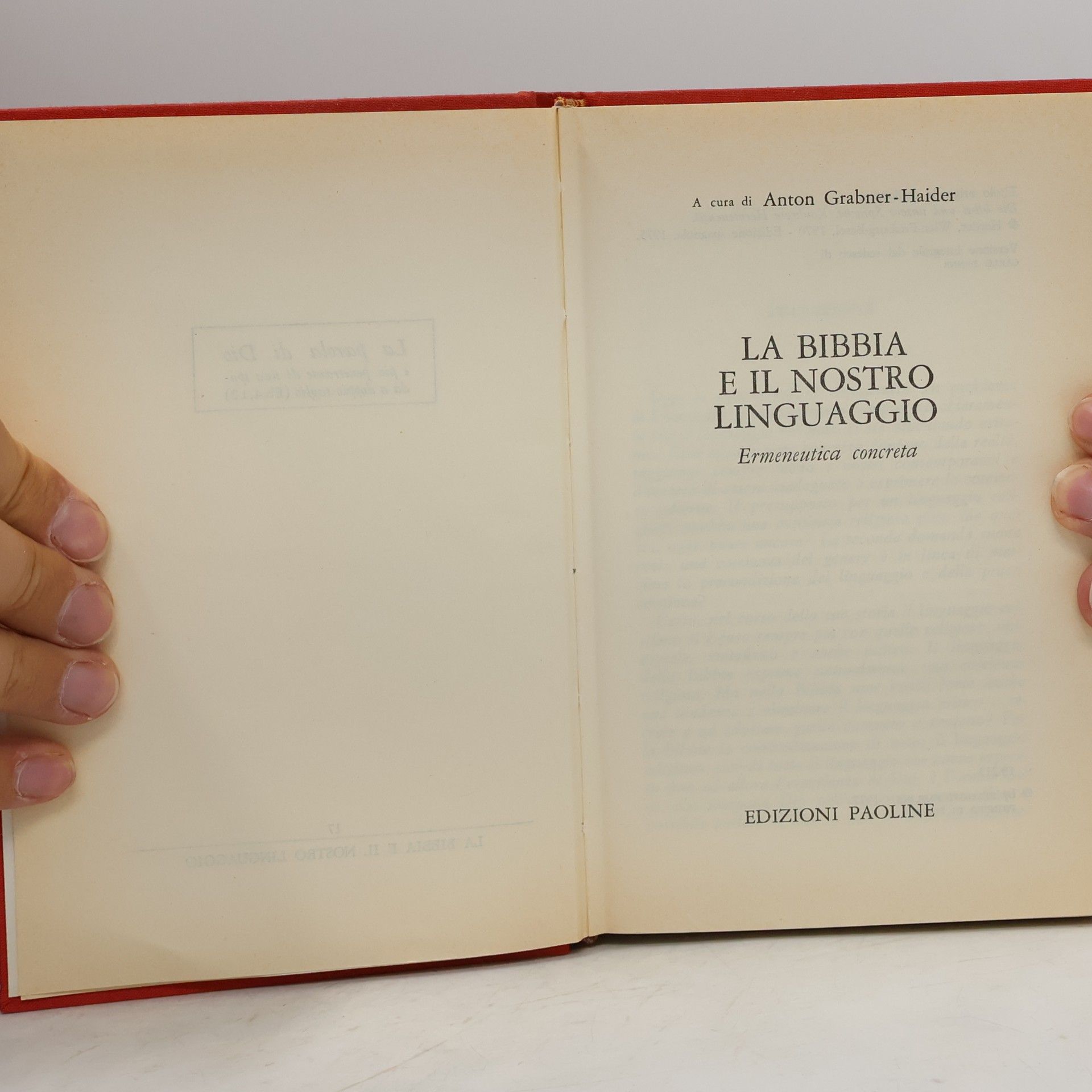 Anton Grabner Haider La Bibbia e il nostro linguaggio
