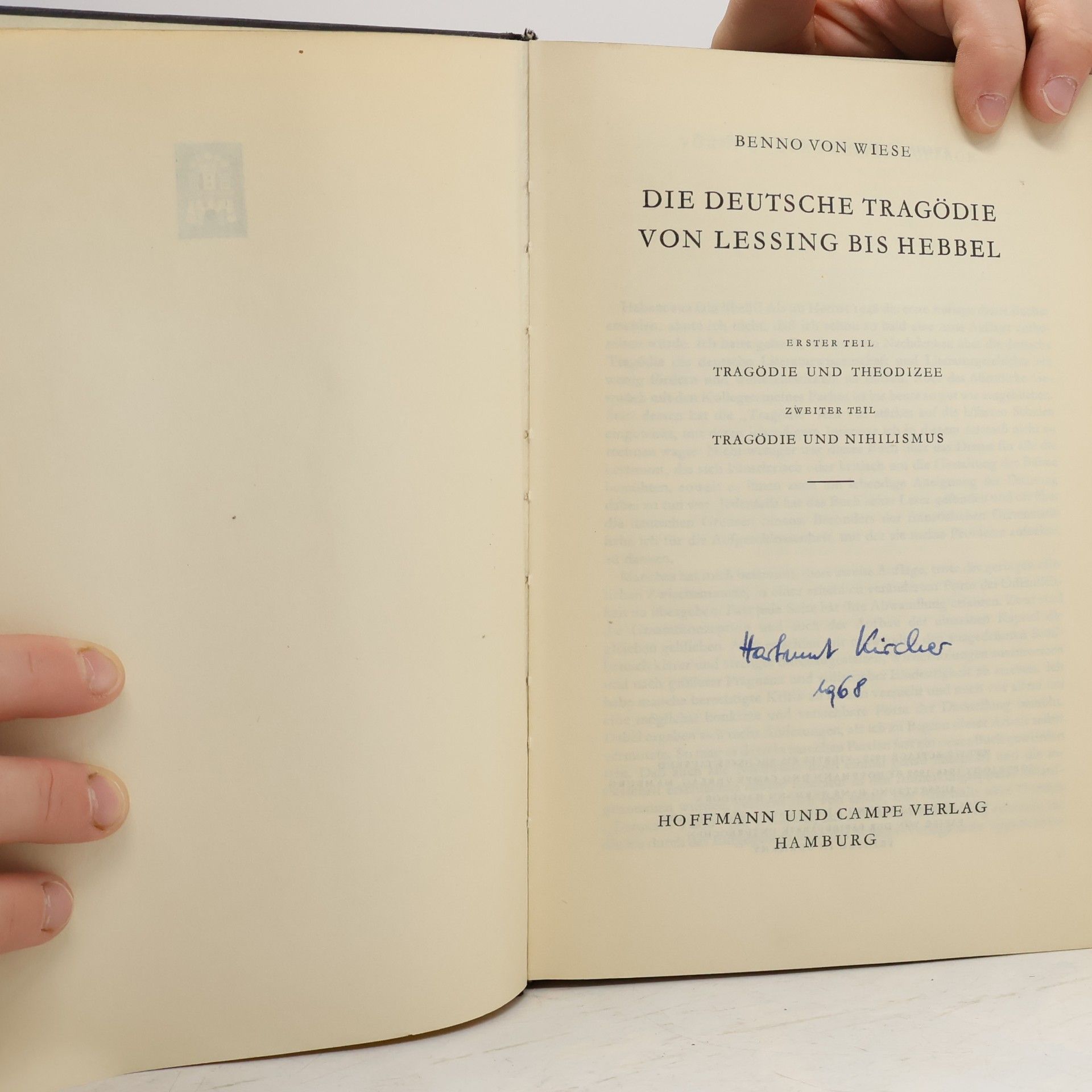 Benno von Wiese Die deutsche Tragödie von Lessing bis Hebbel