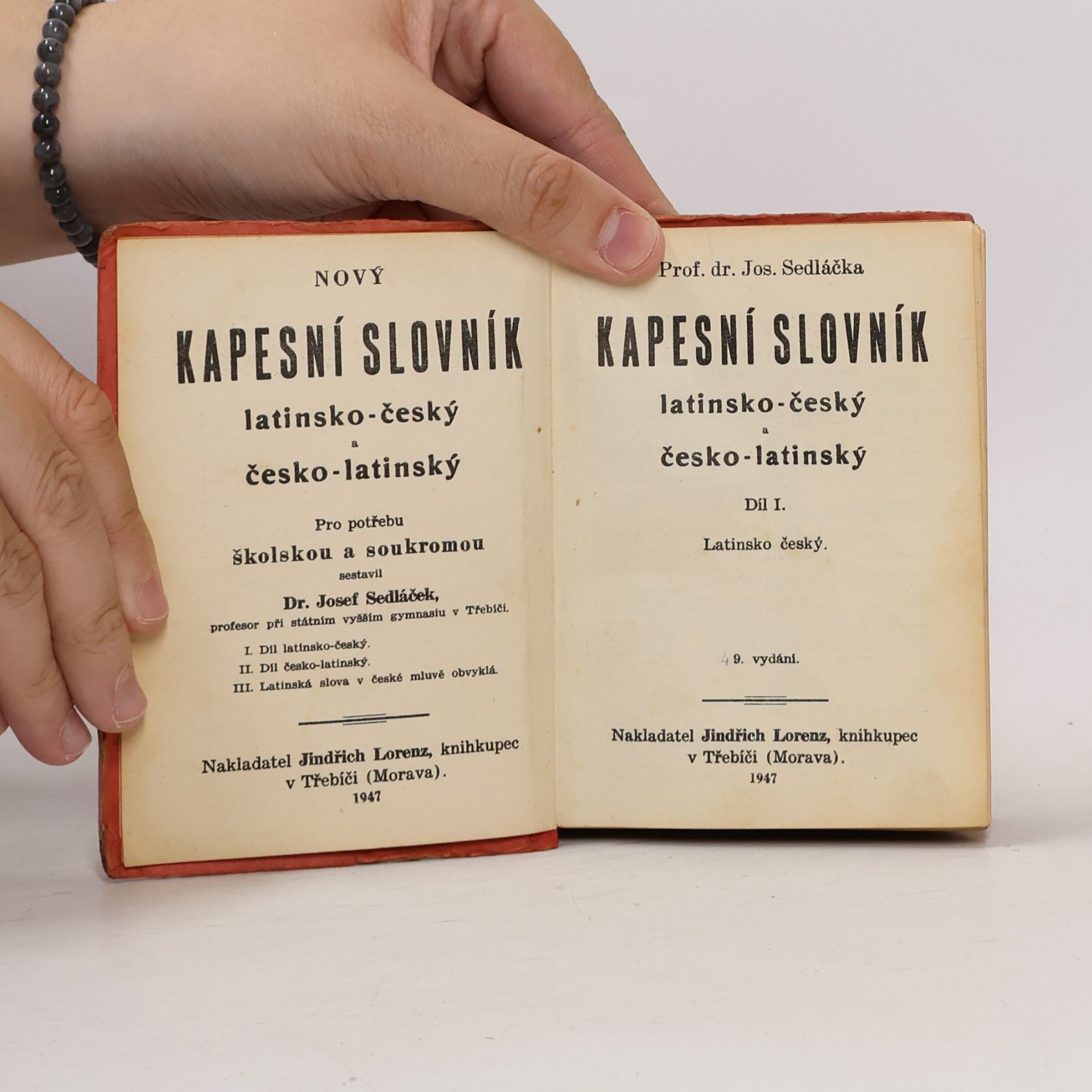 Josef Sedláček Kapesní slovník latinsko-český a česko-latinský