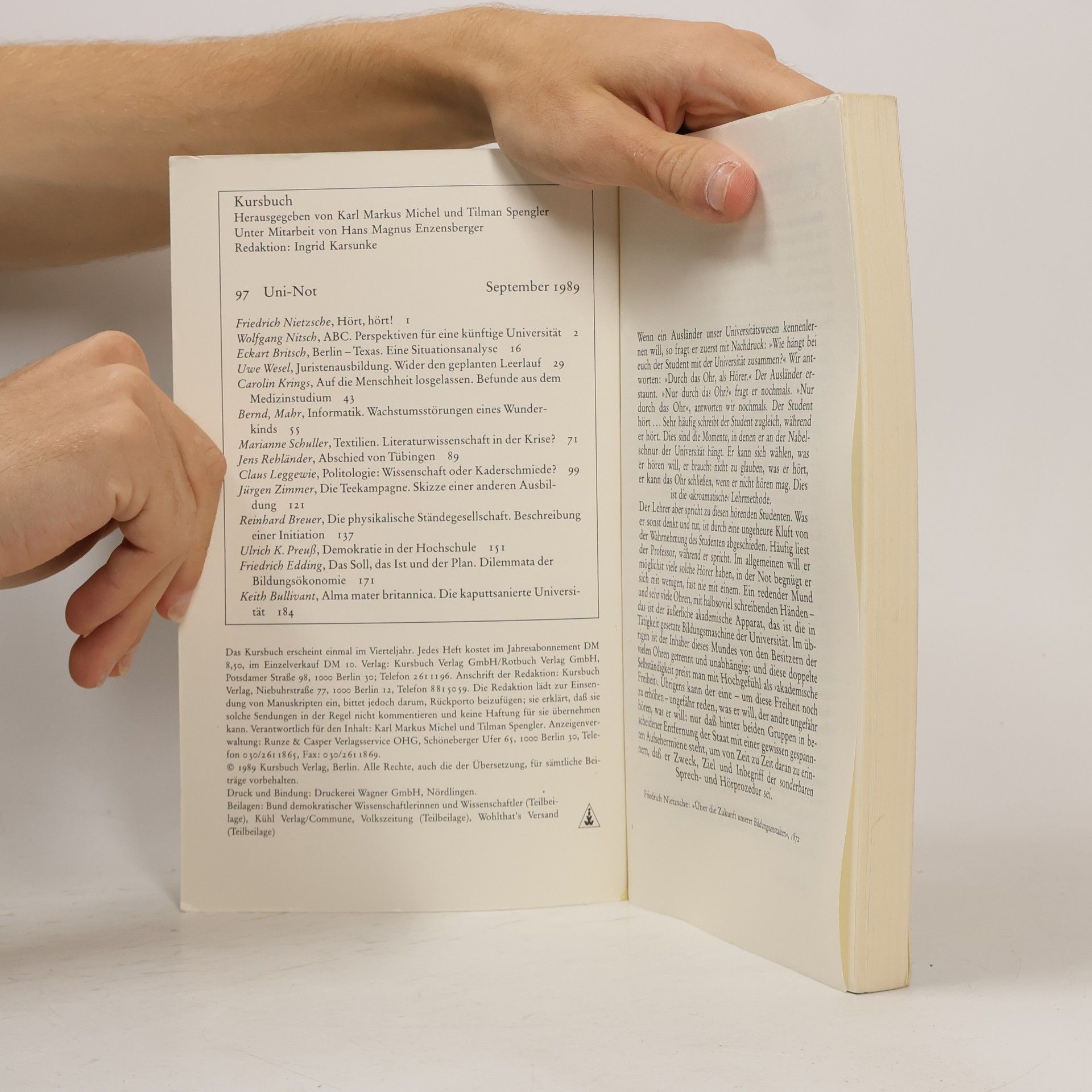 Autorenkollektiv Kursbuch 97. Uni-Not