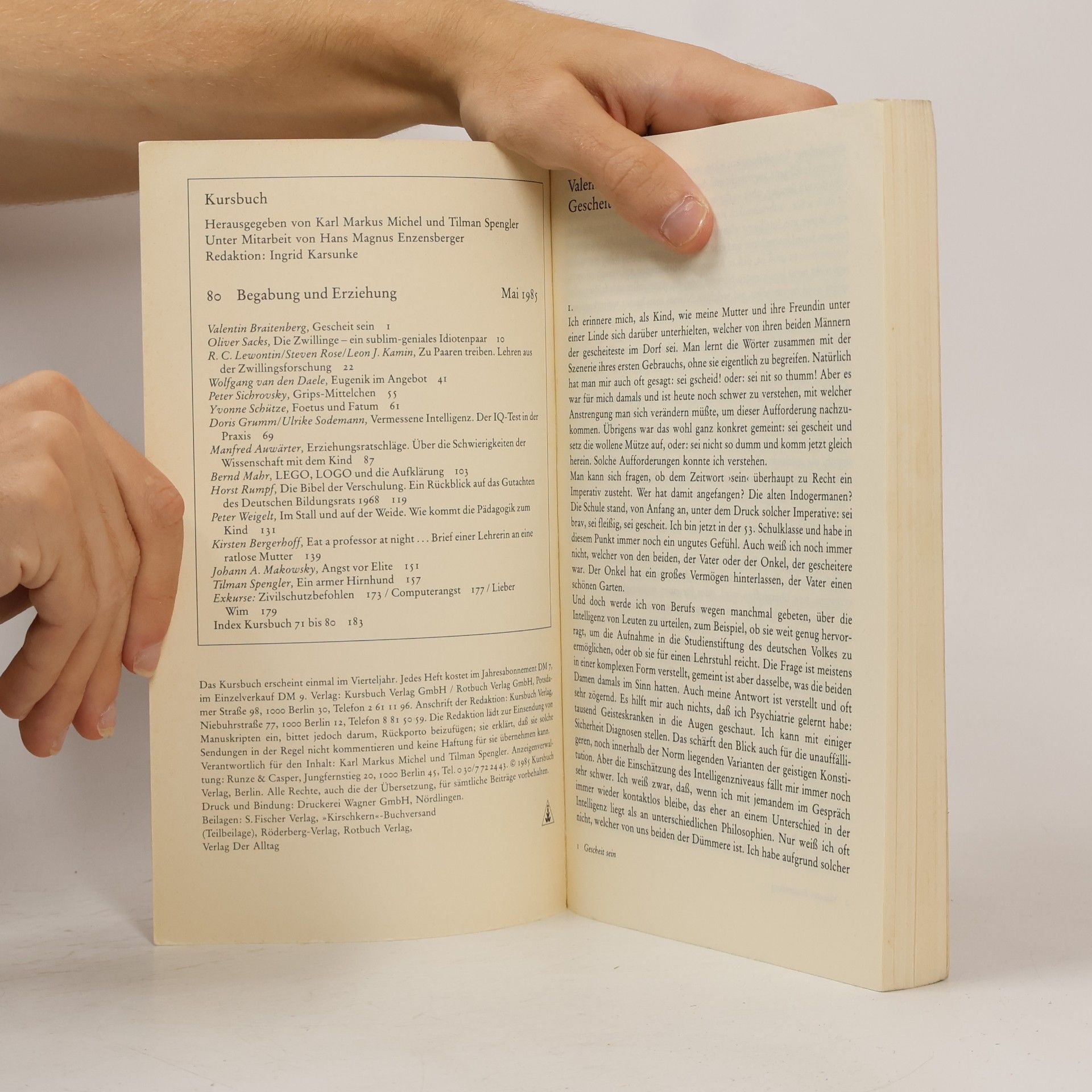 Autorenkollektiv Kursbuch 80. Begabung und Erziehung