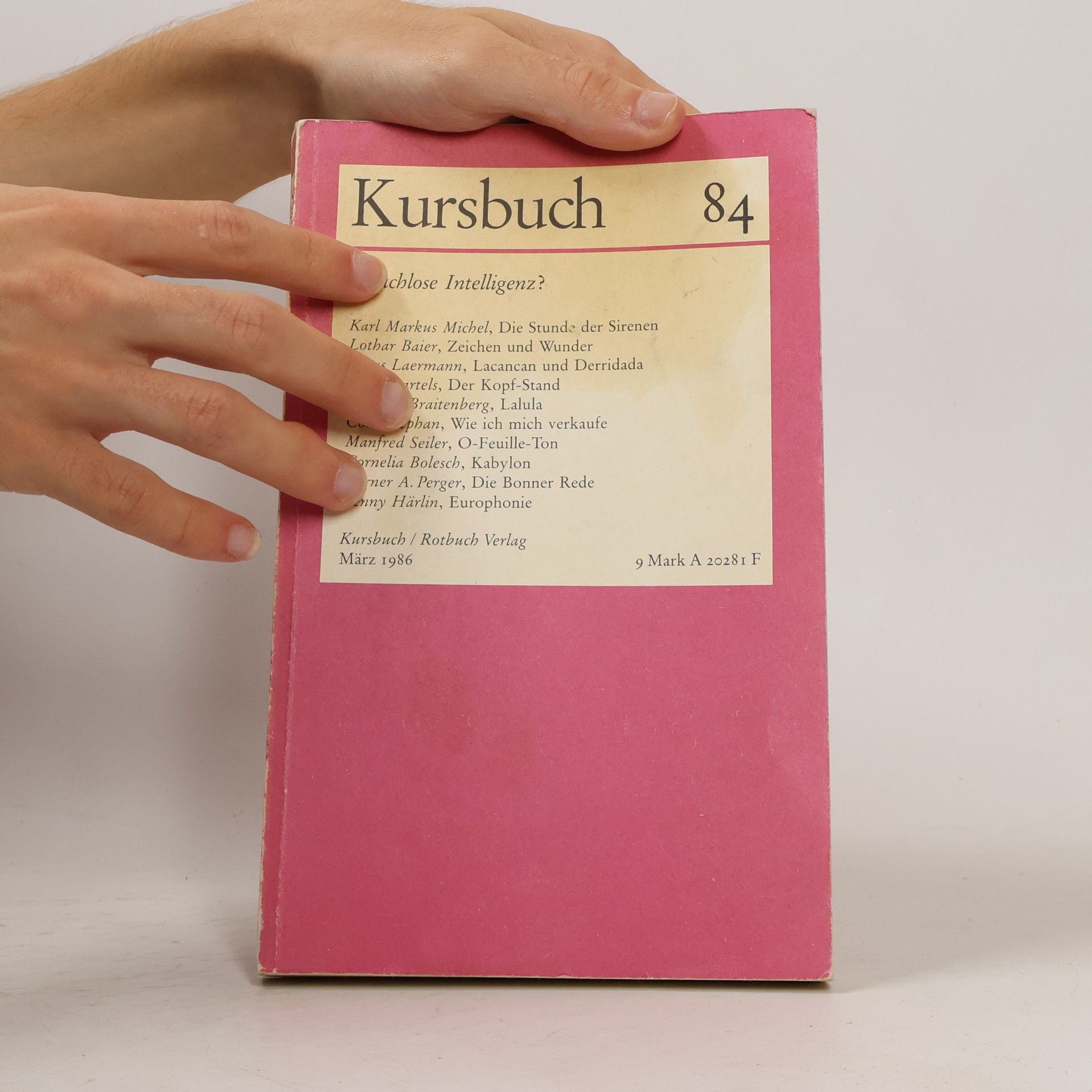 Autorenkollektiv Kursbuch 84. Sprachlose Intelligenz?