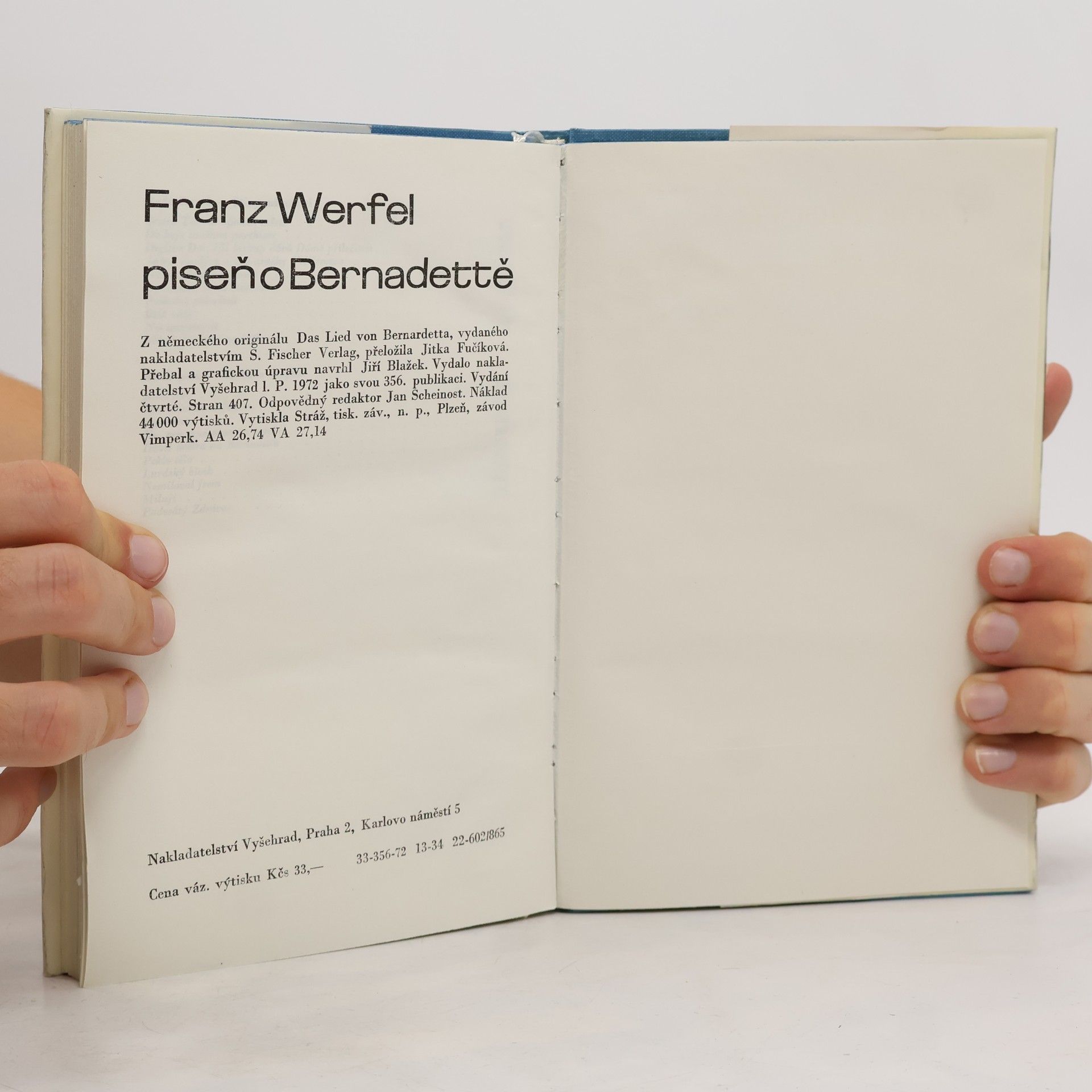 Franz Werfel Píseň o Bernadettě