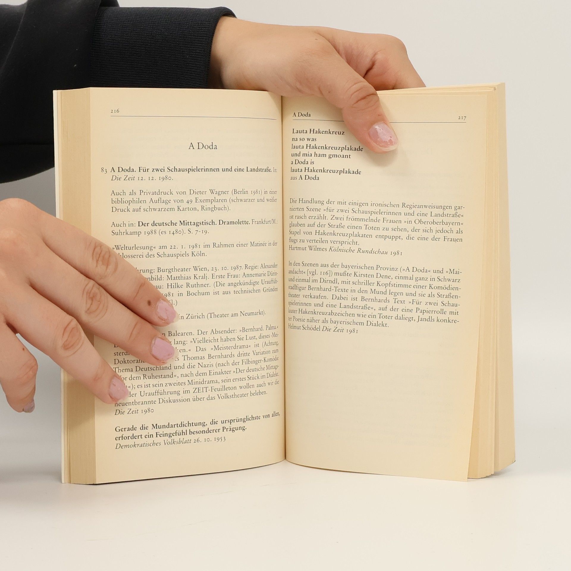 Jens Dittmar Thomas Bernhard, Werkgeschichte