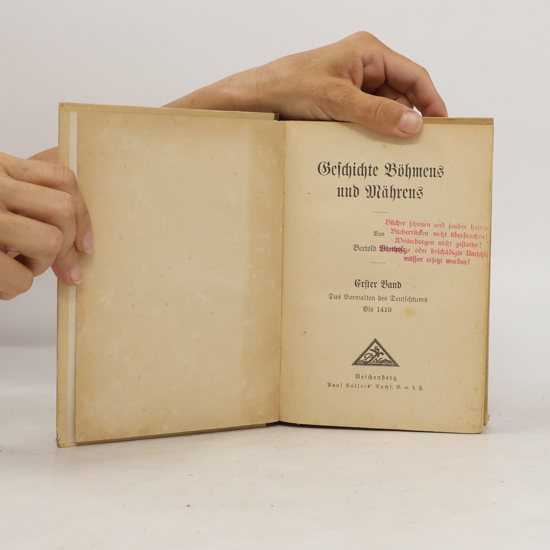 Berthold Bretholz Geschichte Böhmens und Mährens 1. Band