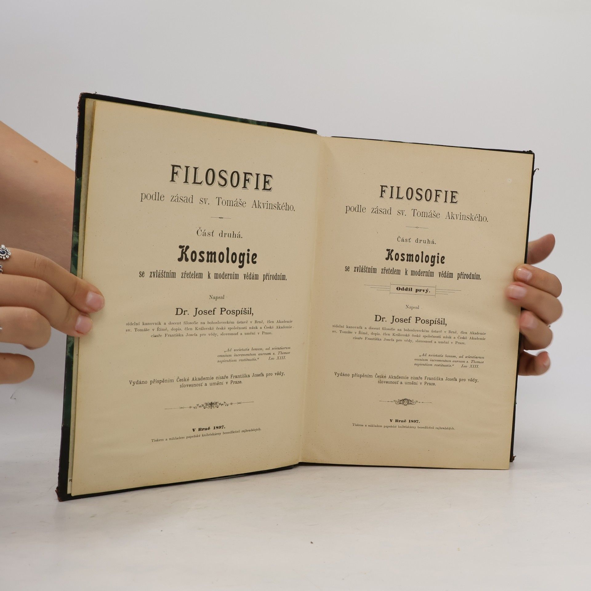 Josef Pospíšil Filosofie podle zásad sv. Tomáše Akvinského. Část druhá. Kosmologie