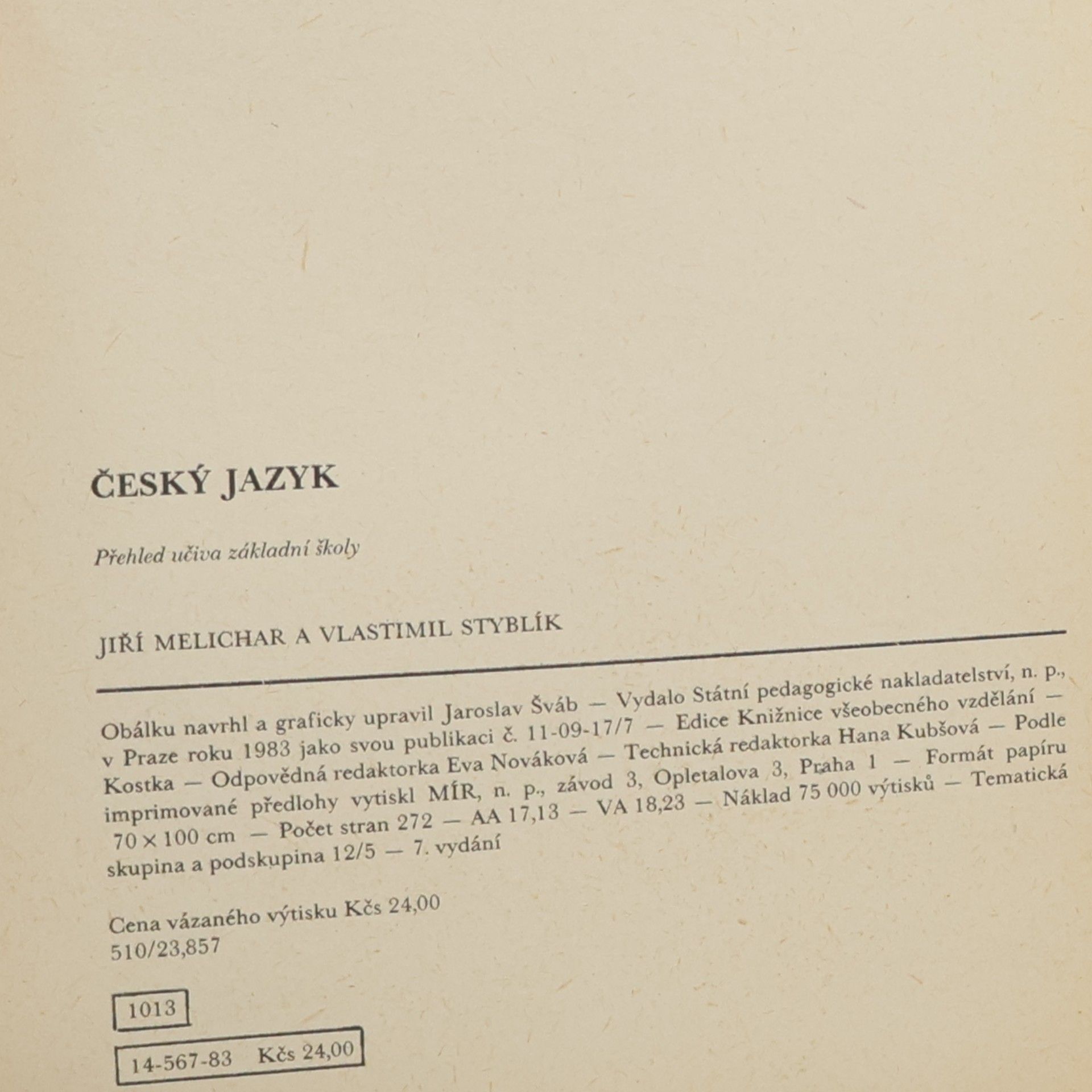 Vlastimil Styblík Český jazyk