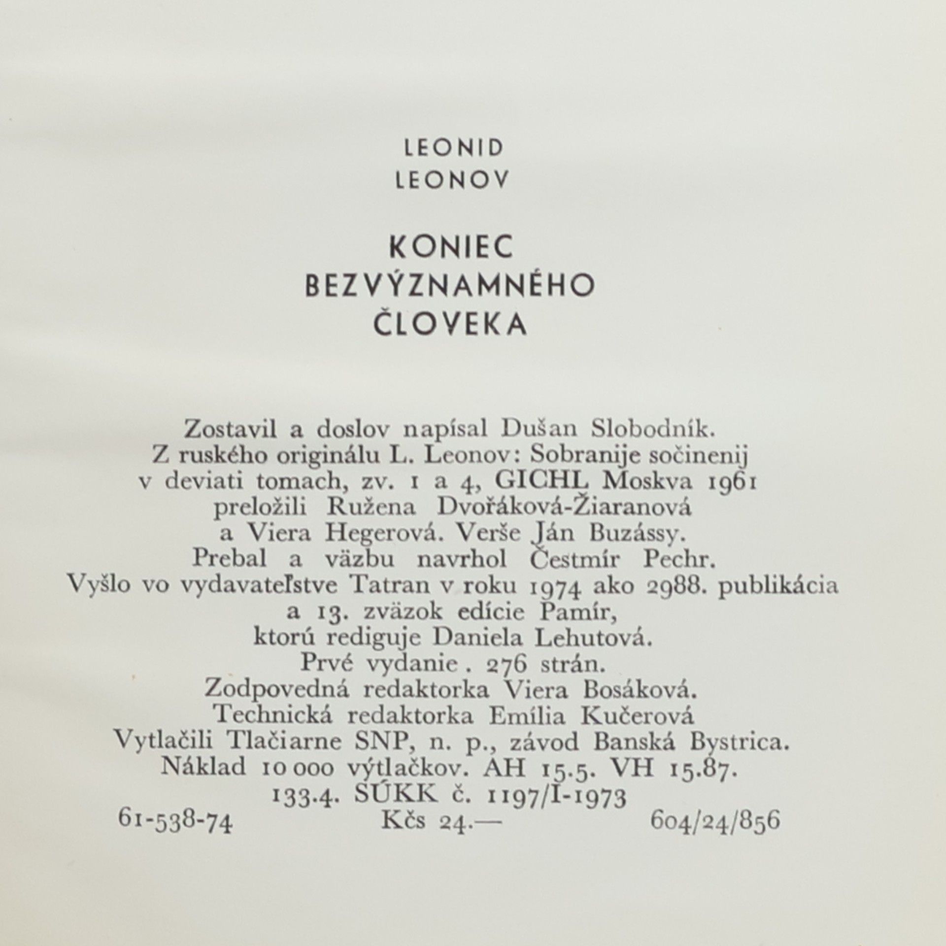Leonid Leonov Koniec bezvýznamného človeka