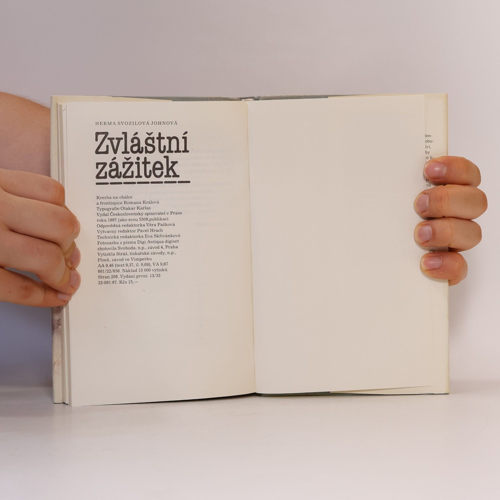 Herma Svozilová Johnová Zvláštní zážitek