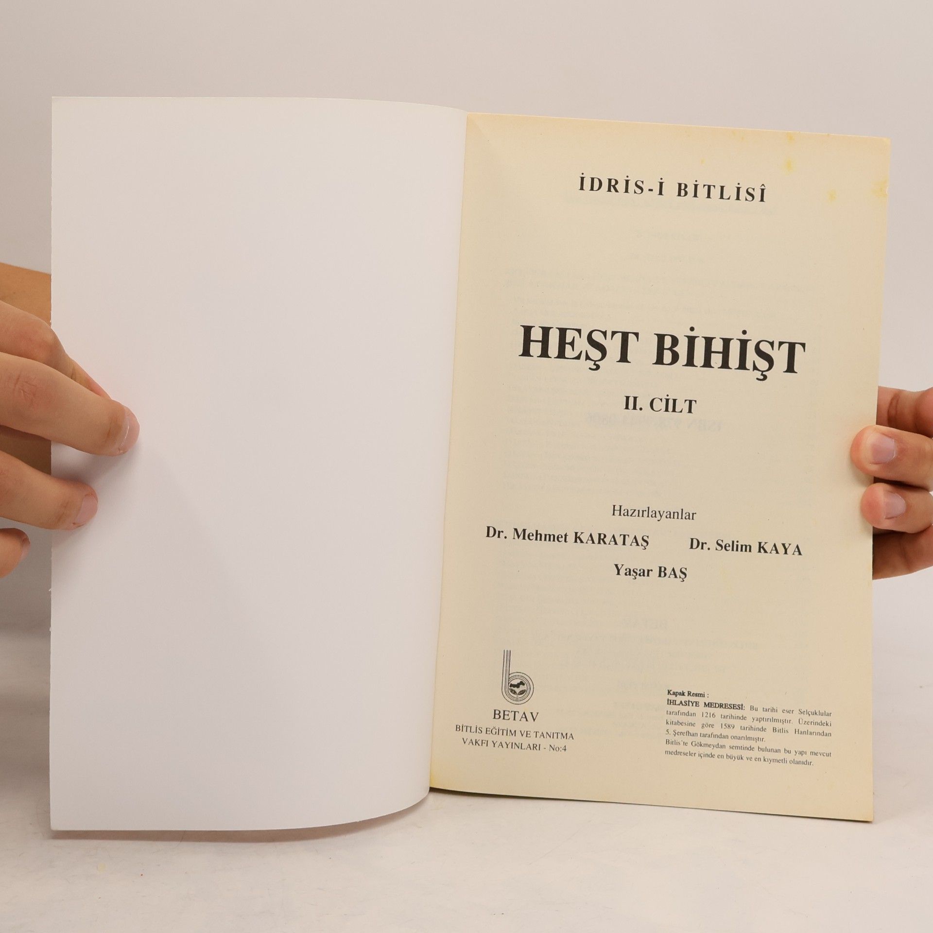 İdris-i Bitlisî Heşt Bihişt II. Cilt
