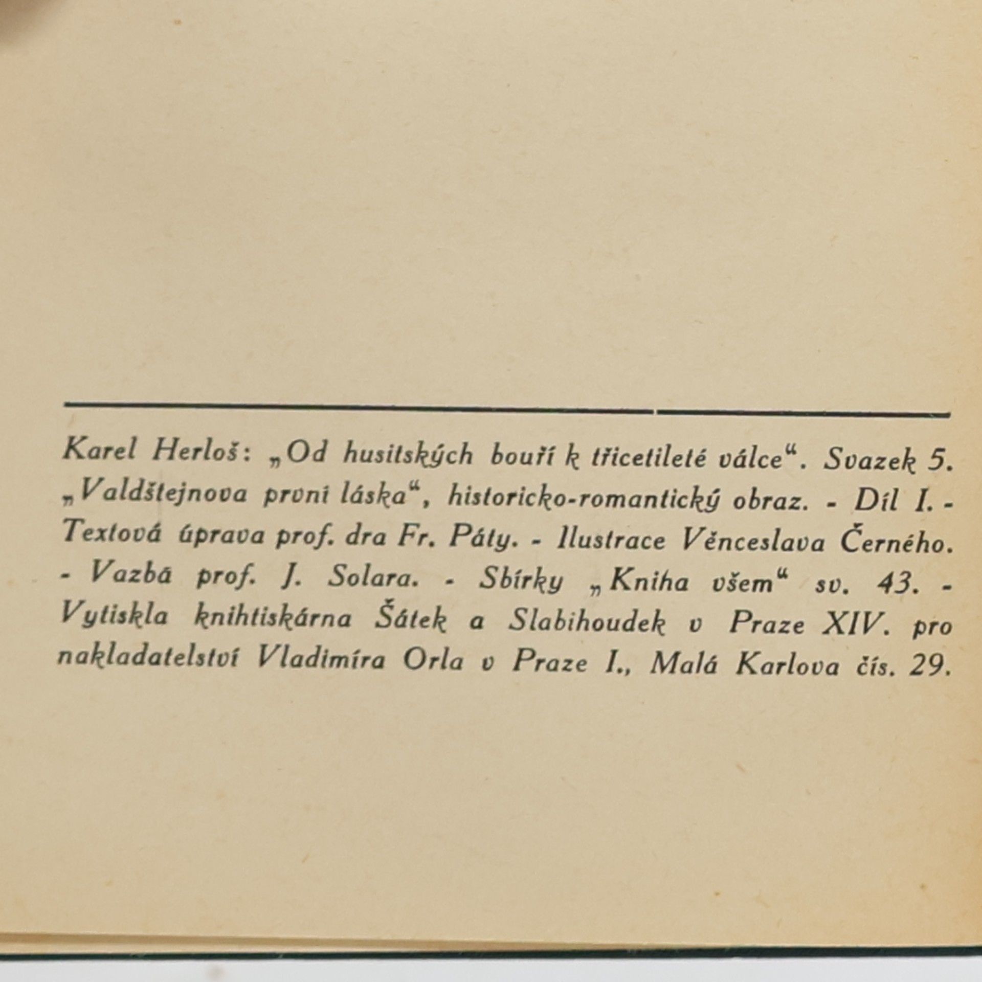 Karel Herloš Valdštejnova první láska I.