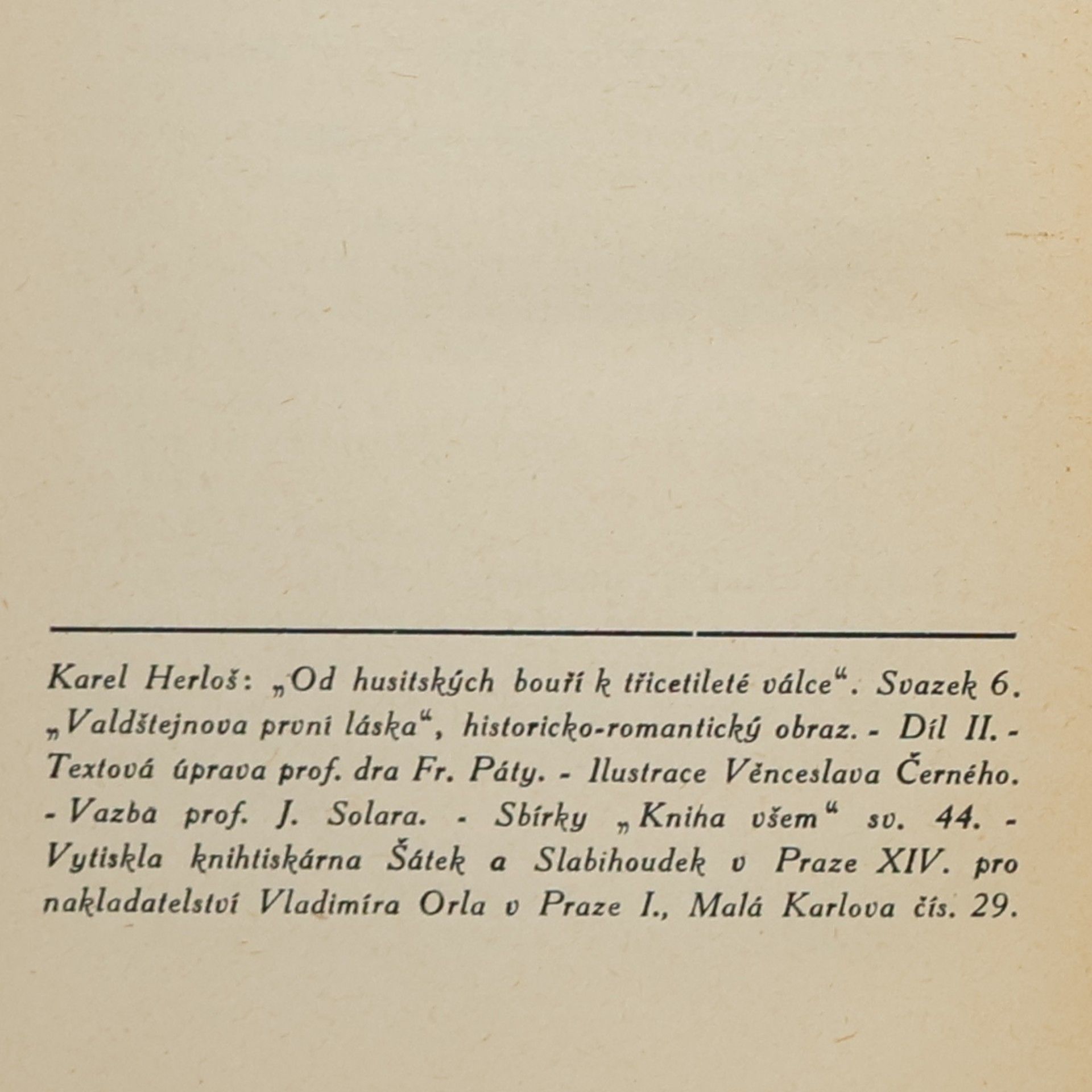 Karel Herloš Valdštejnova první láska II.
