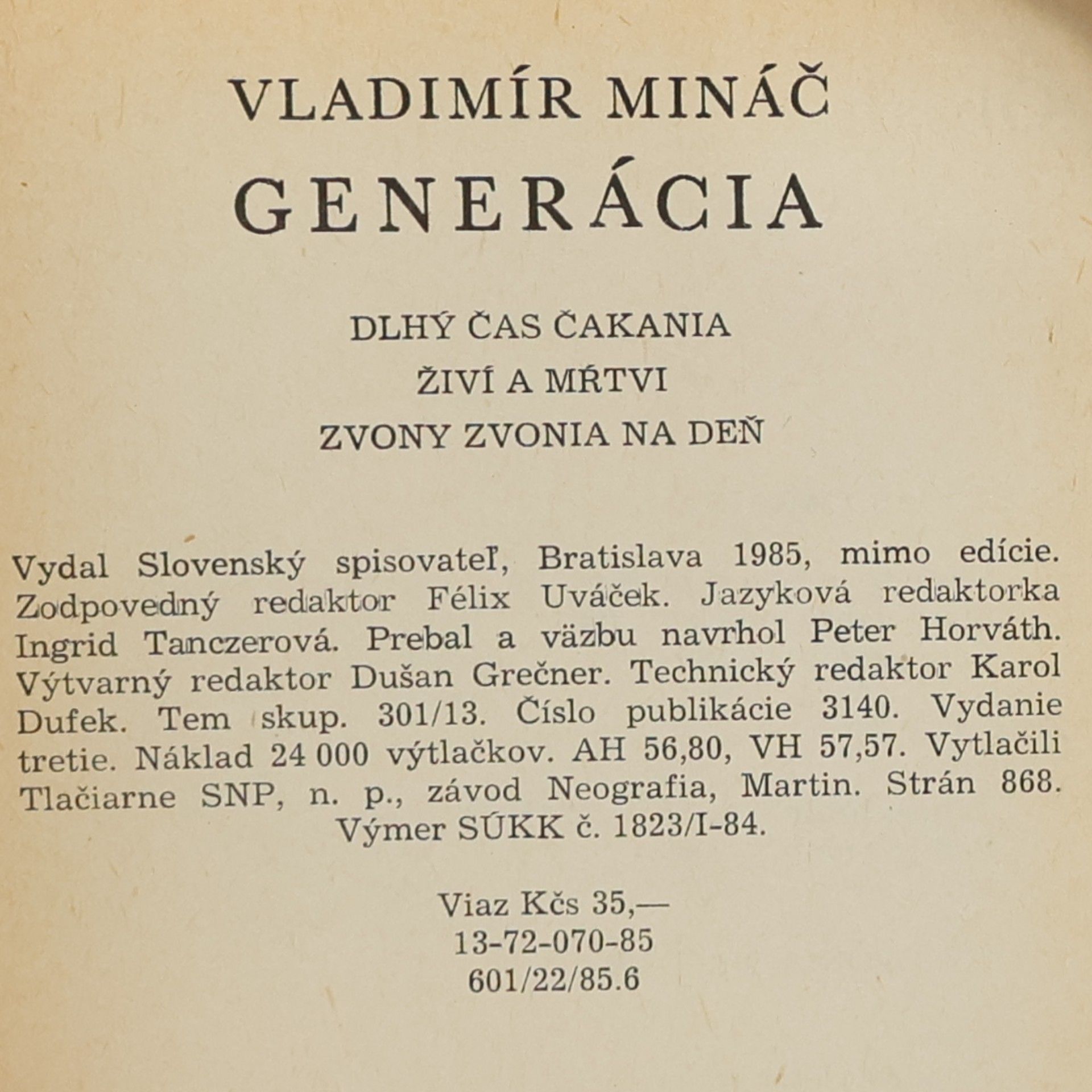 Vladimír Mináč Generácia