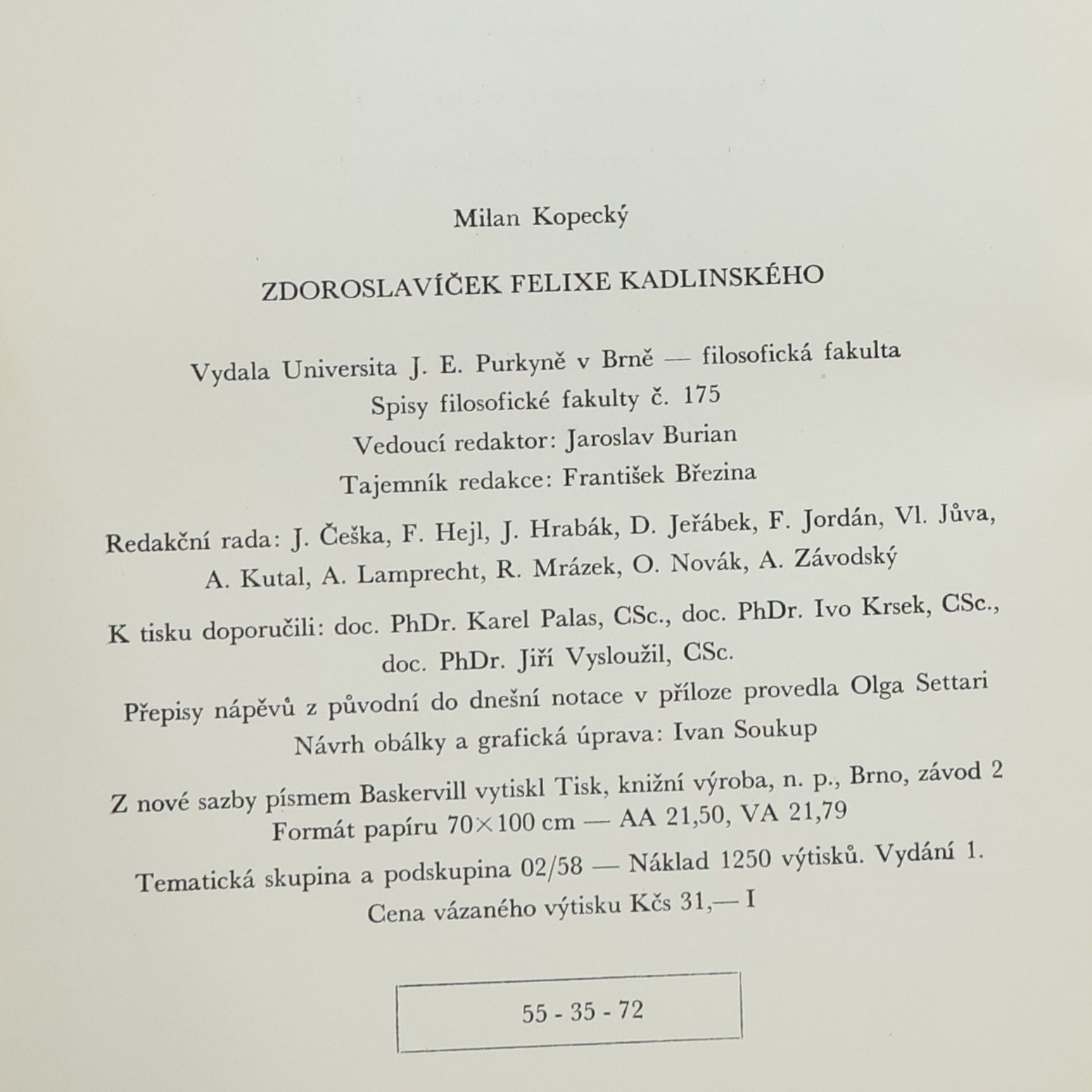 Felix Kadlinský Zdoroslavíček Felixe Kadlinského