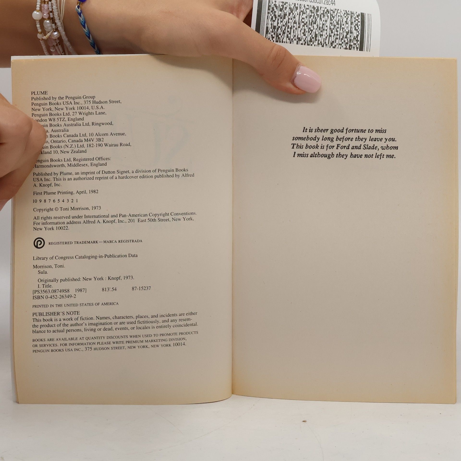 Toni Morrison Sula