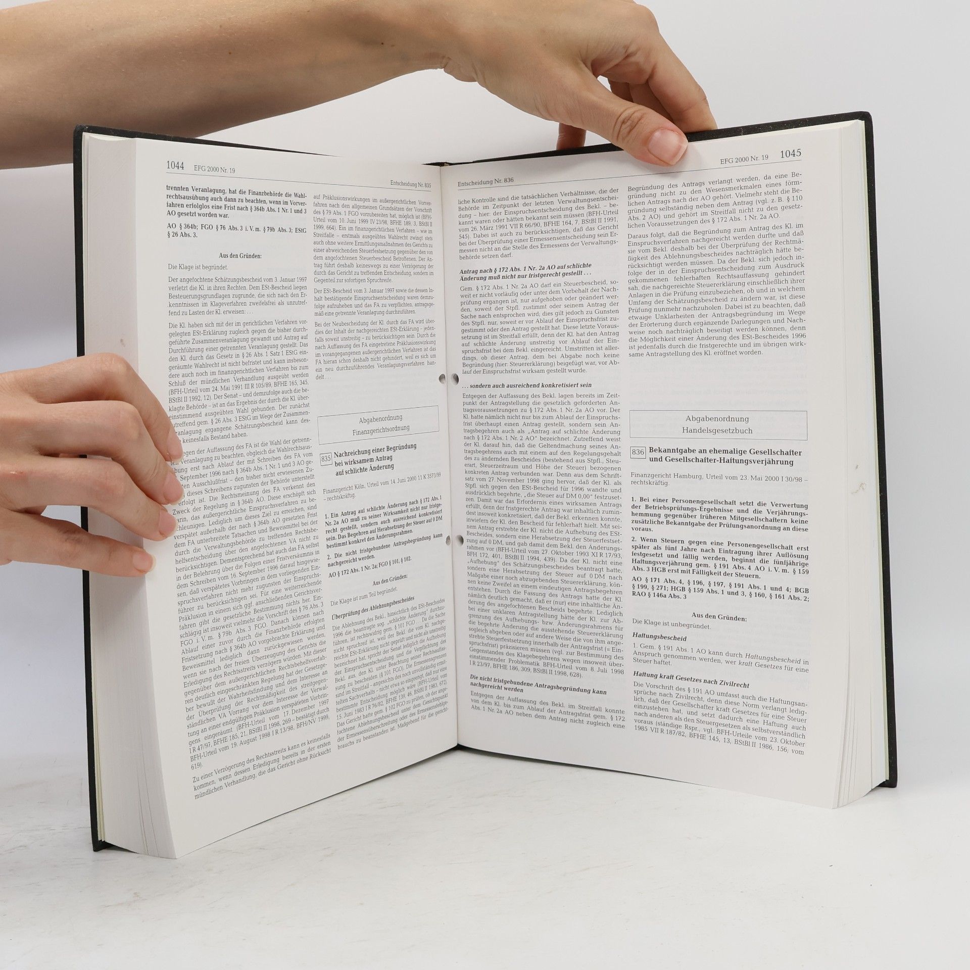Autorenkollektiv Entscheidungen der Finanzgerichte. 2. Halbjahr 2000