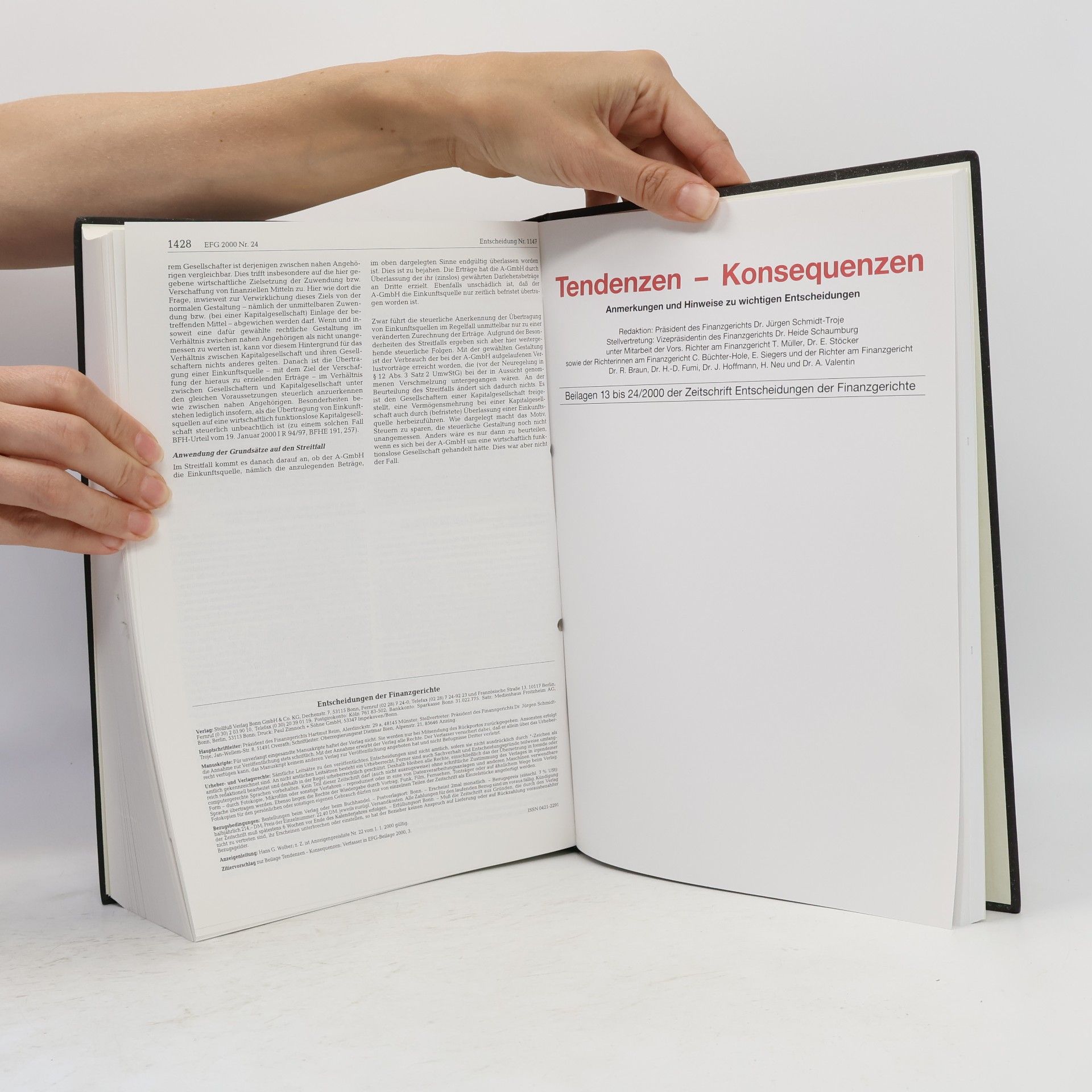 Autorenkollektiv Entscheidungen der Finanzgerichte. 2. Halbjahr 2000