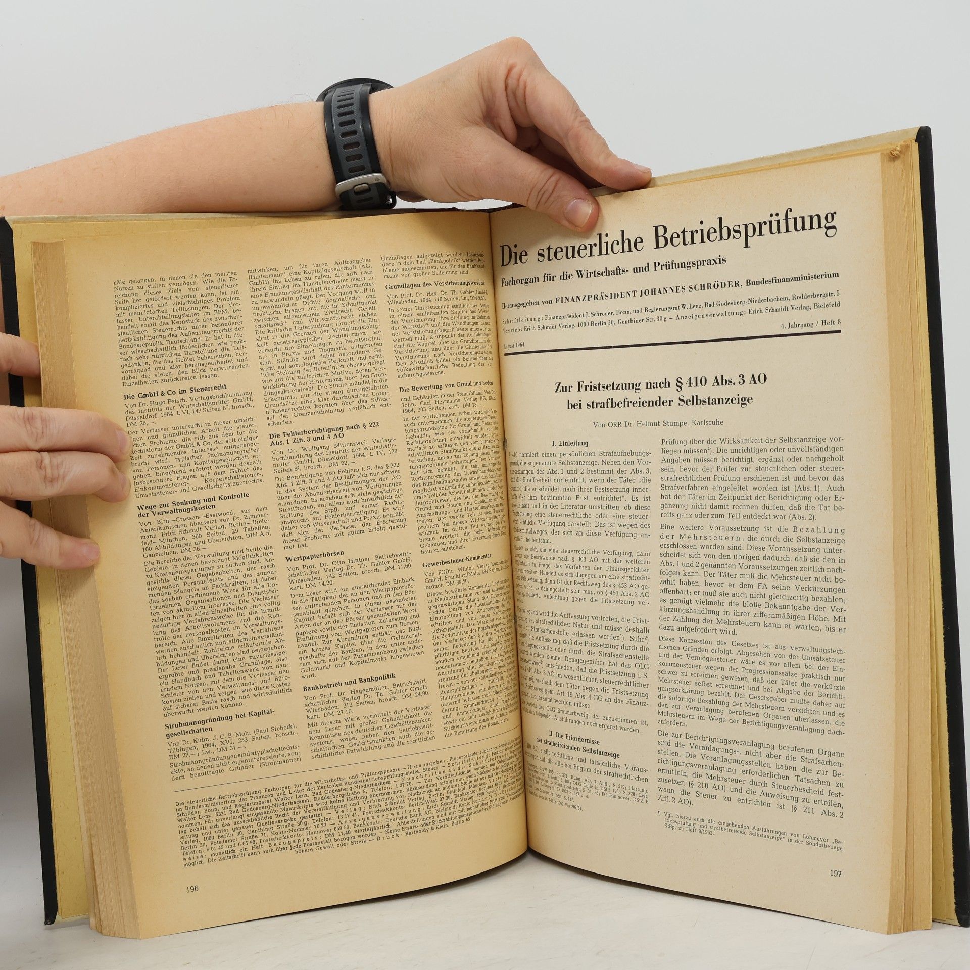 Johannes Schröder Die steuerliche Betriebsprüfung. Jahrgang 1964