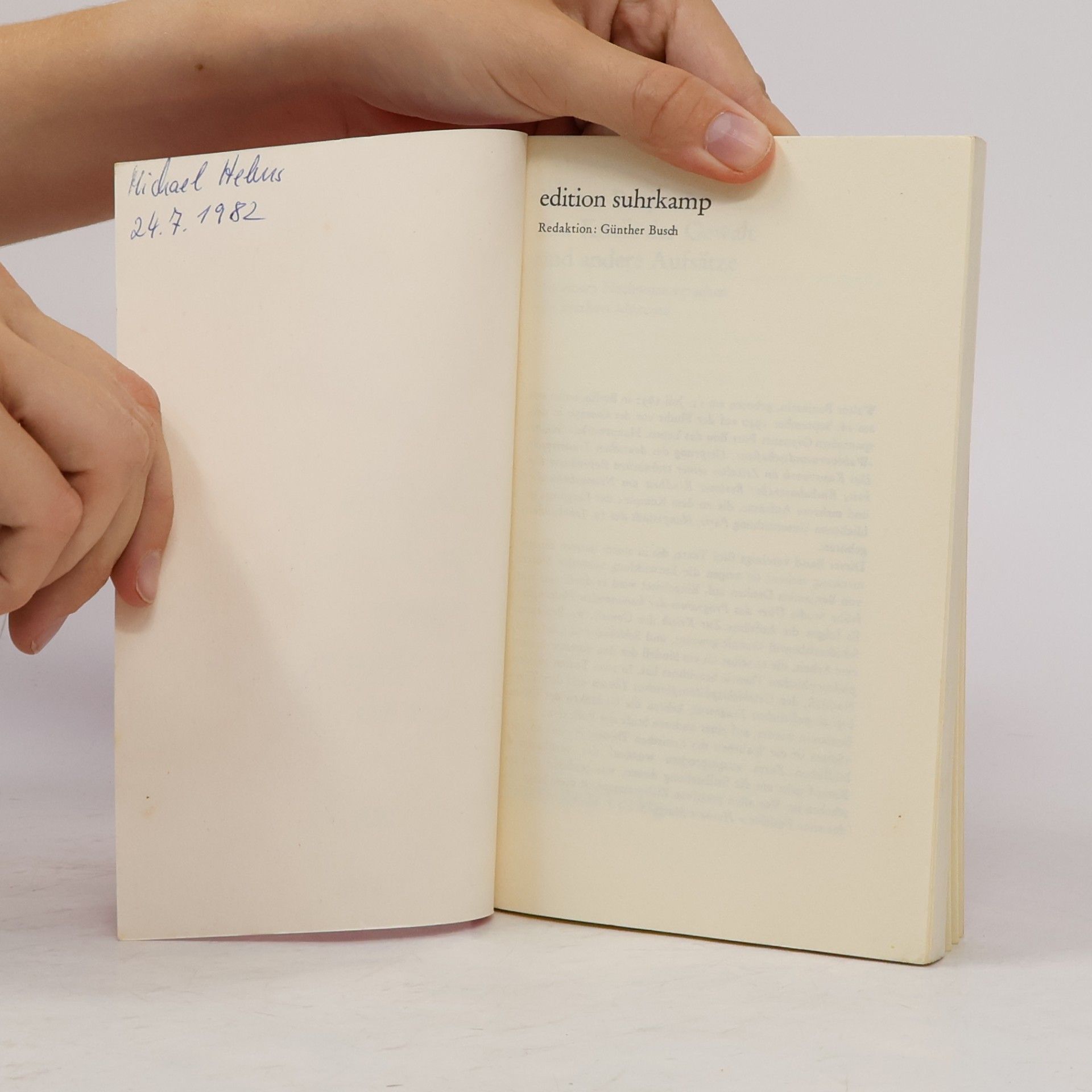Walter Benjamin Zur Kritik der Gewalt und andere Aufsätze. Mit einem Nachwort von Herbert Marcuse