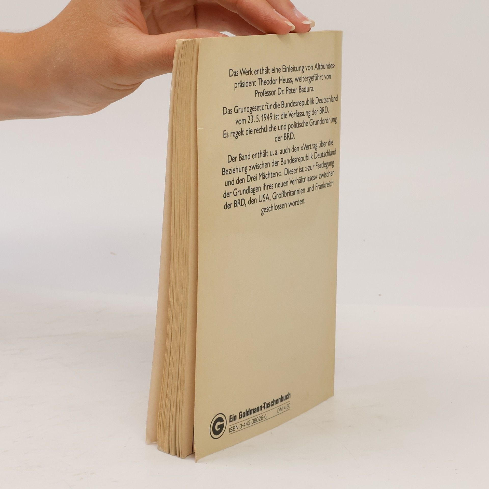 Hermann Heun Goldmann Gesetze - 8026: Das Grundgesetz, GG