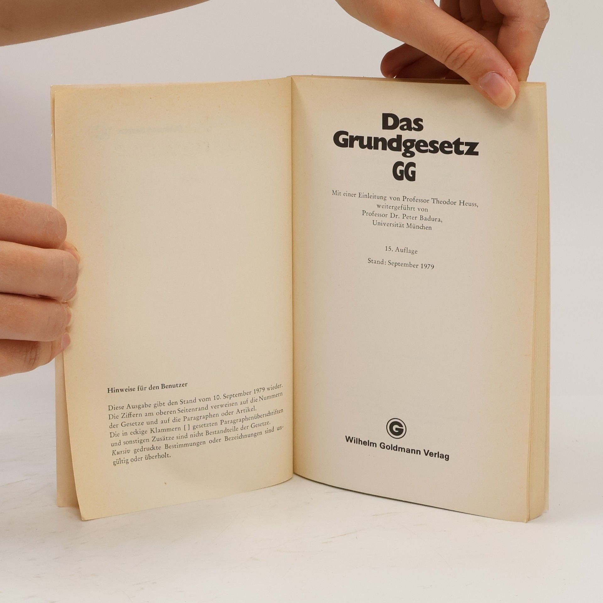 Hermann Heun Goldmann Gesetze - 8026: Das Grundgesetz, GG